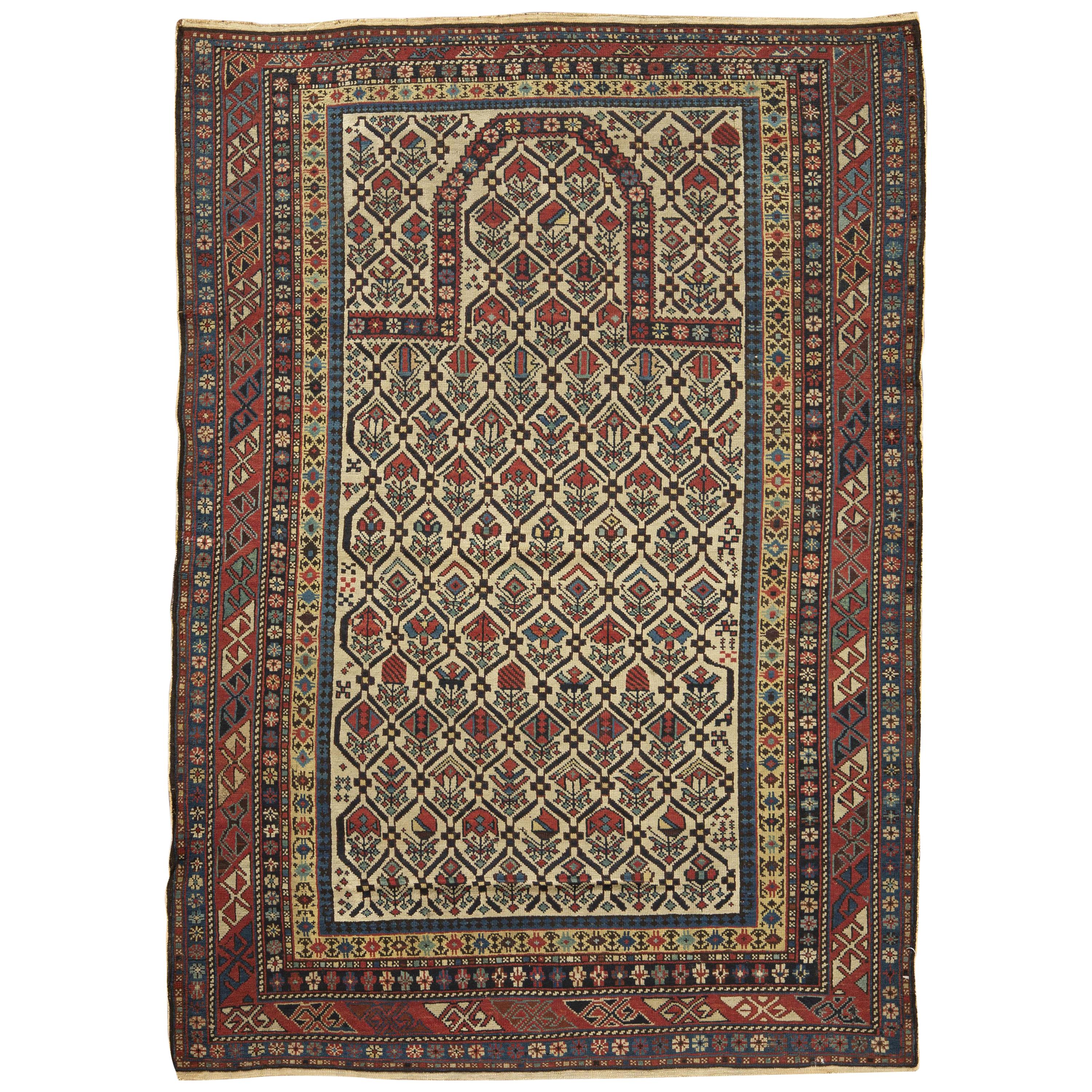 Antiker kaukasischer Dagestan-Teppich, um 1880  4'2 x 5'7 m