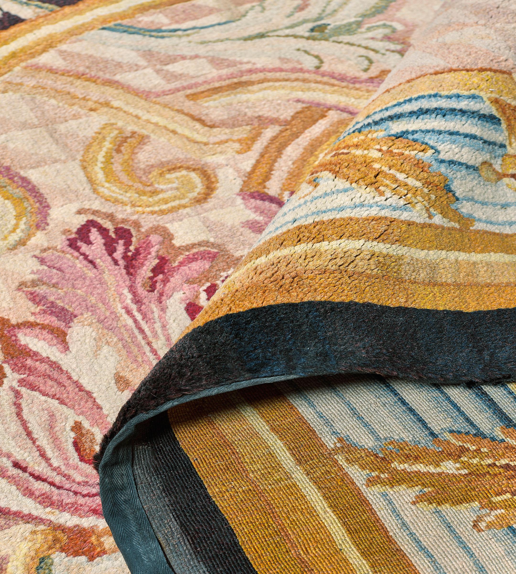 Antique Circa-1880 Charcoal Floral  French Savonnerie Rug For Sale 5
