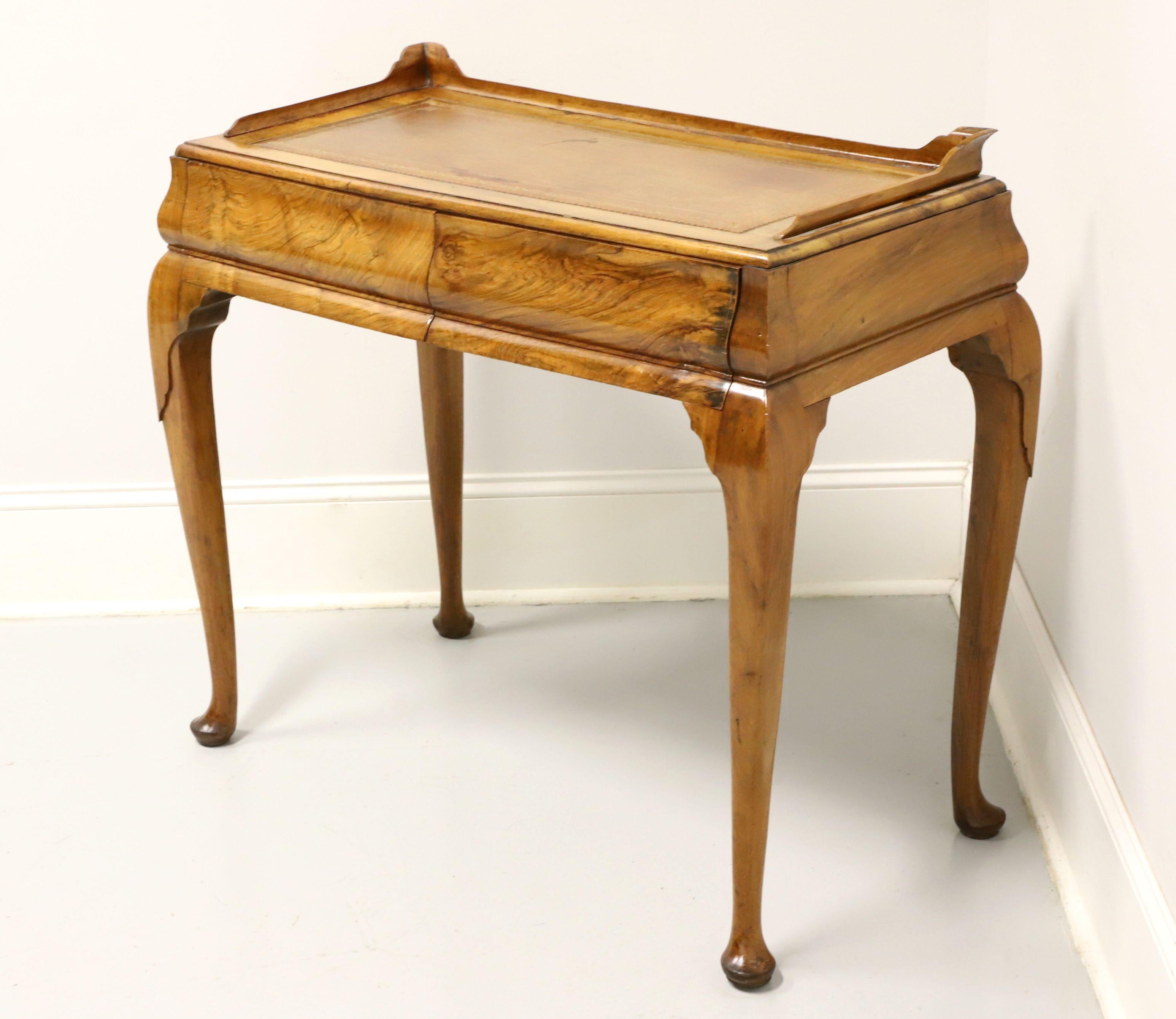 Queen Anne Antique Circa 1880 English Leather Top Petite Writing Desk