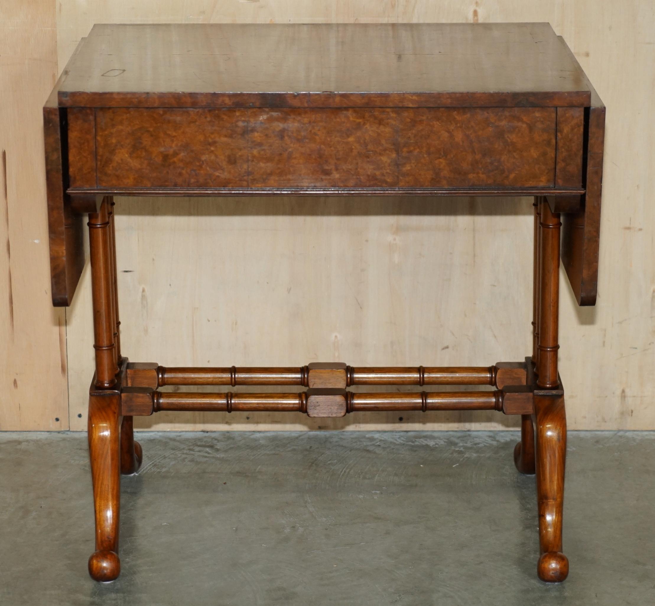 ANTIQUE CIRCA 1880 EXTRA LARGE BURR WALNUT EXTENDING SOFA TABLE STUNNING PATiNA For Sale 3
