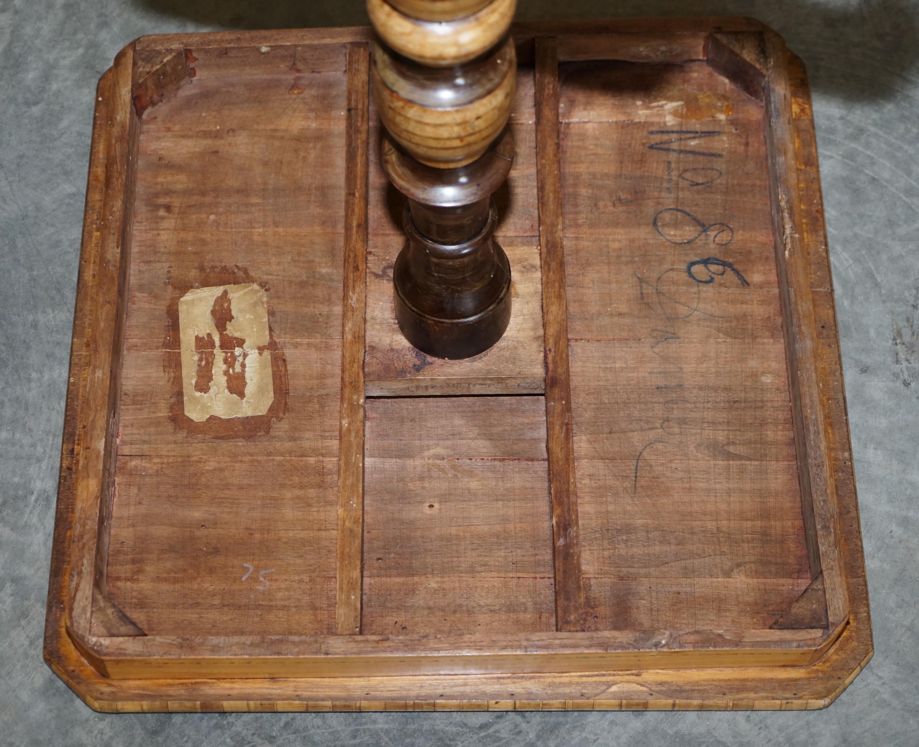Antique circa 1880 Fruitwood, Satinwood & Walnut Chess Board Tripod Table 9