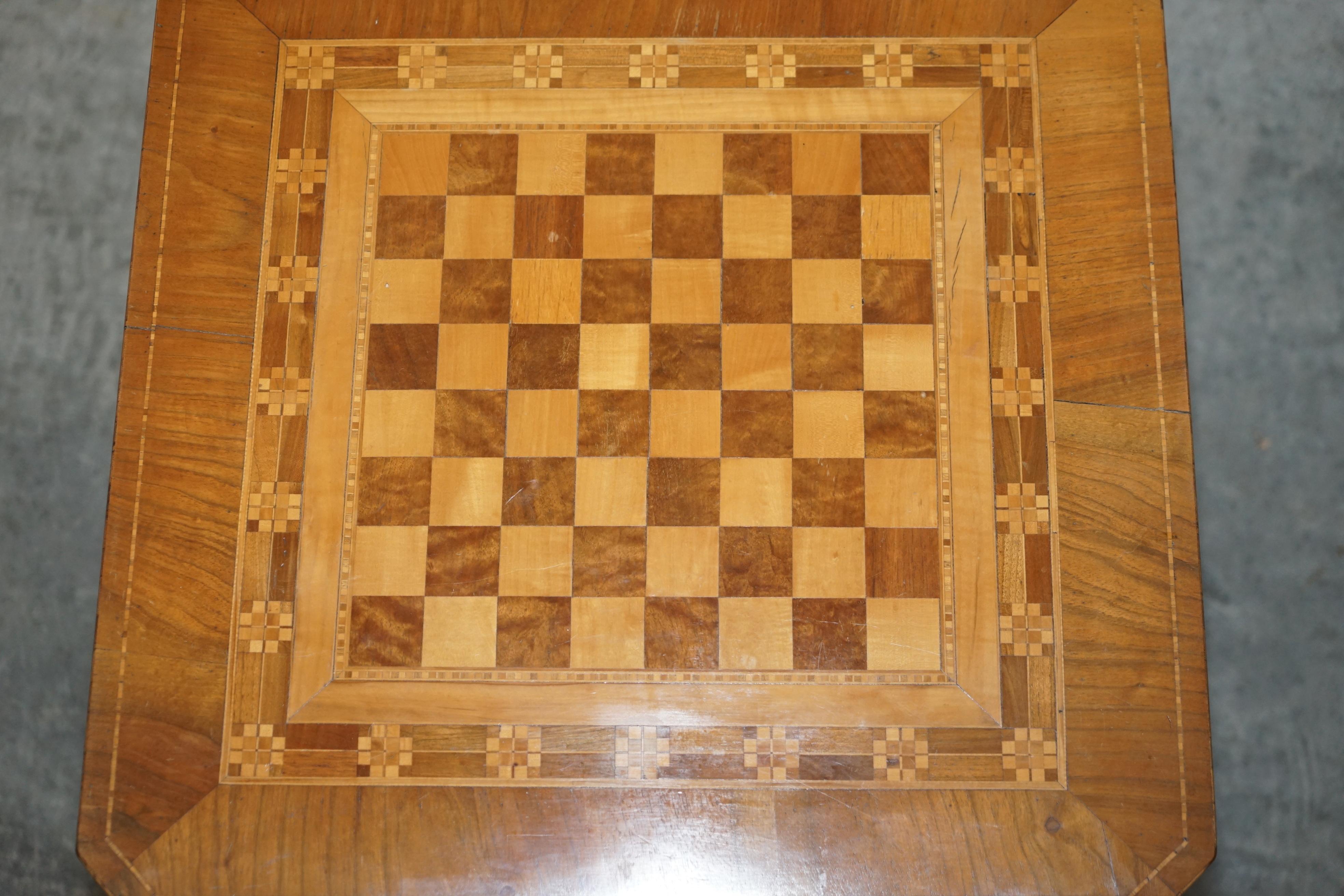 Hand-Crafted Antique circa 1880 Fruitwood, Satinwood & Walnut Chess Board Tripod Table