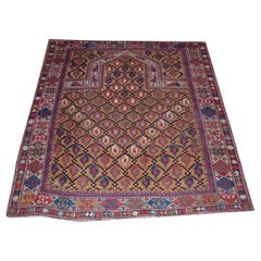 Antiker kaukasischer Shirvan Marasali handgeknüpfter Teppich aus Gold, um 1880, 4' X 4'10