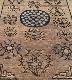 Antique Khotan Wool Rug, Hand-Knotted, East Turkestan, Circa 1880