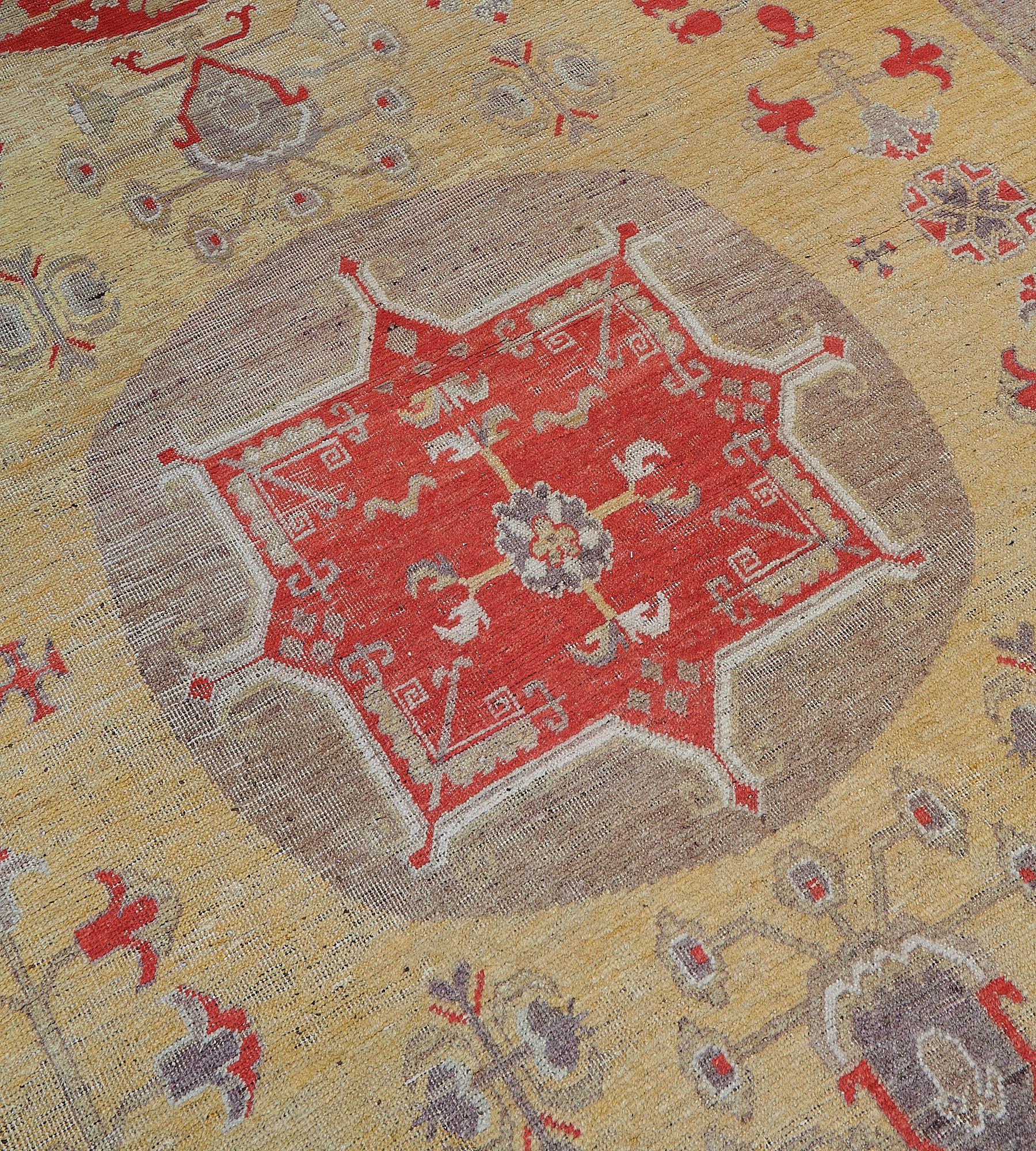 Antique Circa 1880 Hand-knotted Wool Khotan Rug For Sale 1