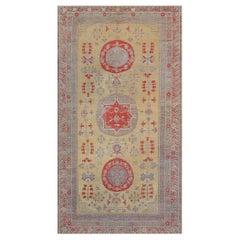 Antico Tappeto Khotan in lana annodato a mano del 1880 circa