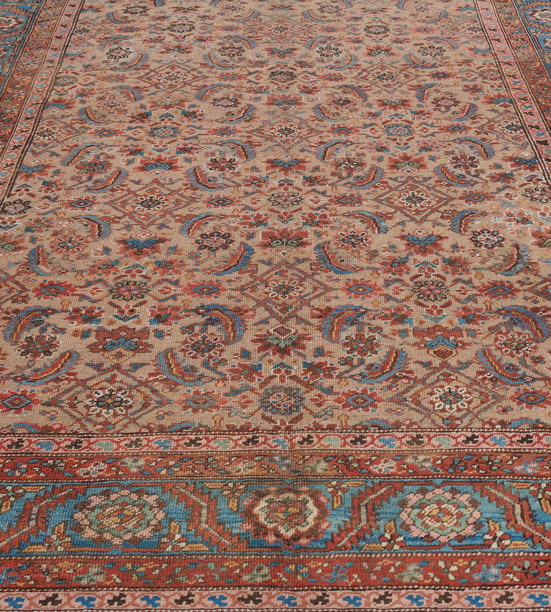 Antique Circa-1880 Herati-pattern Persian Bakshaish Rug In Good Condition For Sale In West Hollywood, CA