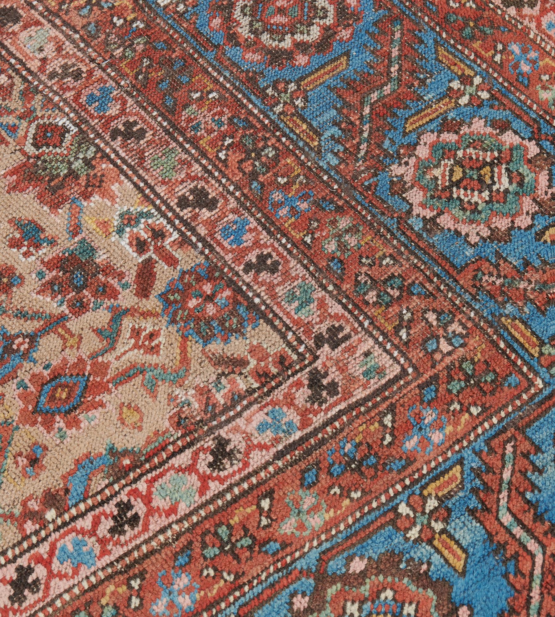19th Century Antique Circa-1880 Herati-pattern Persian Bakshaish Rug For Sale