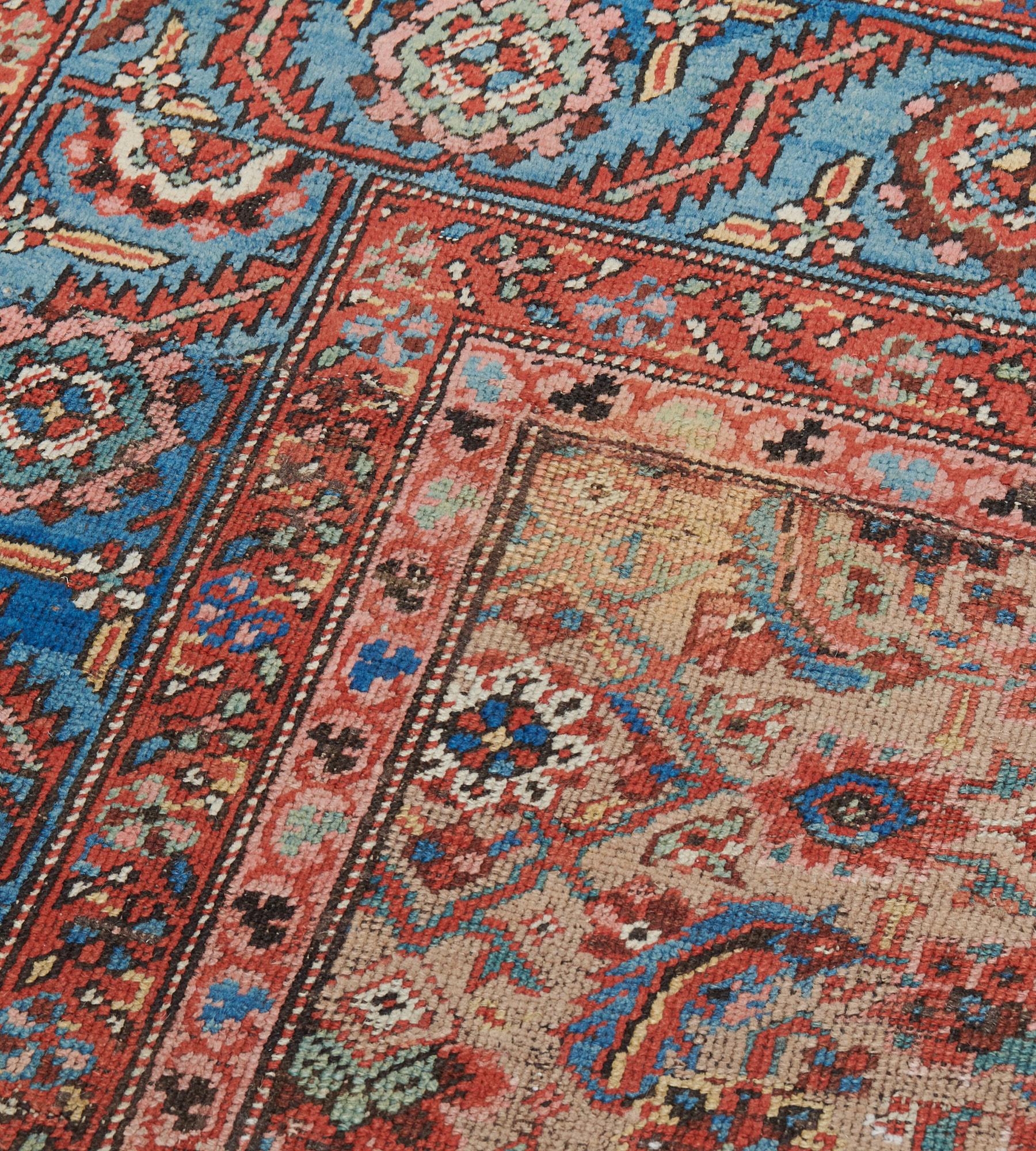 Wool Antique Circa-1880 Herati-pattern Persian Bakshaish Rug For Sale