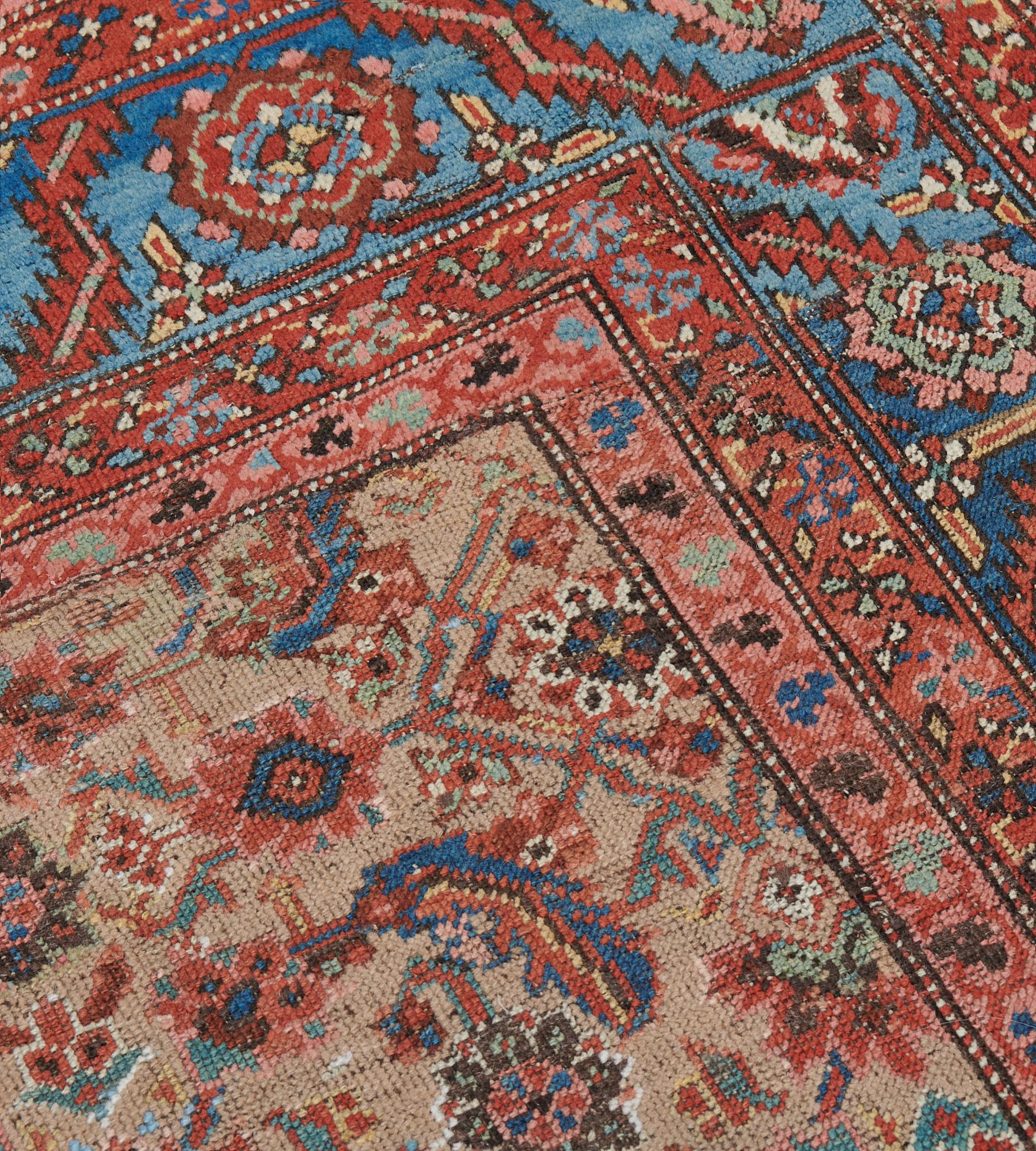 Antique Circa-1880 Herati-pattern Persian Bakshaish Rug For Sale 1
