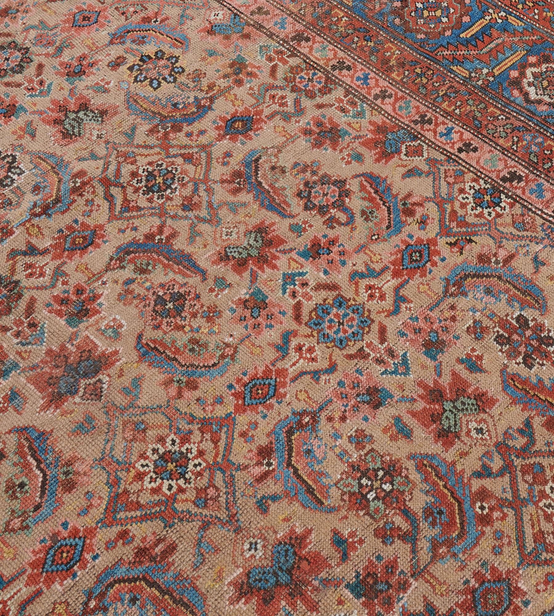 Antique Circa-1880 Herati-pattern Persian Bakshaish Rug For Sale 2