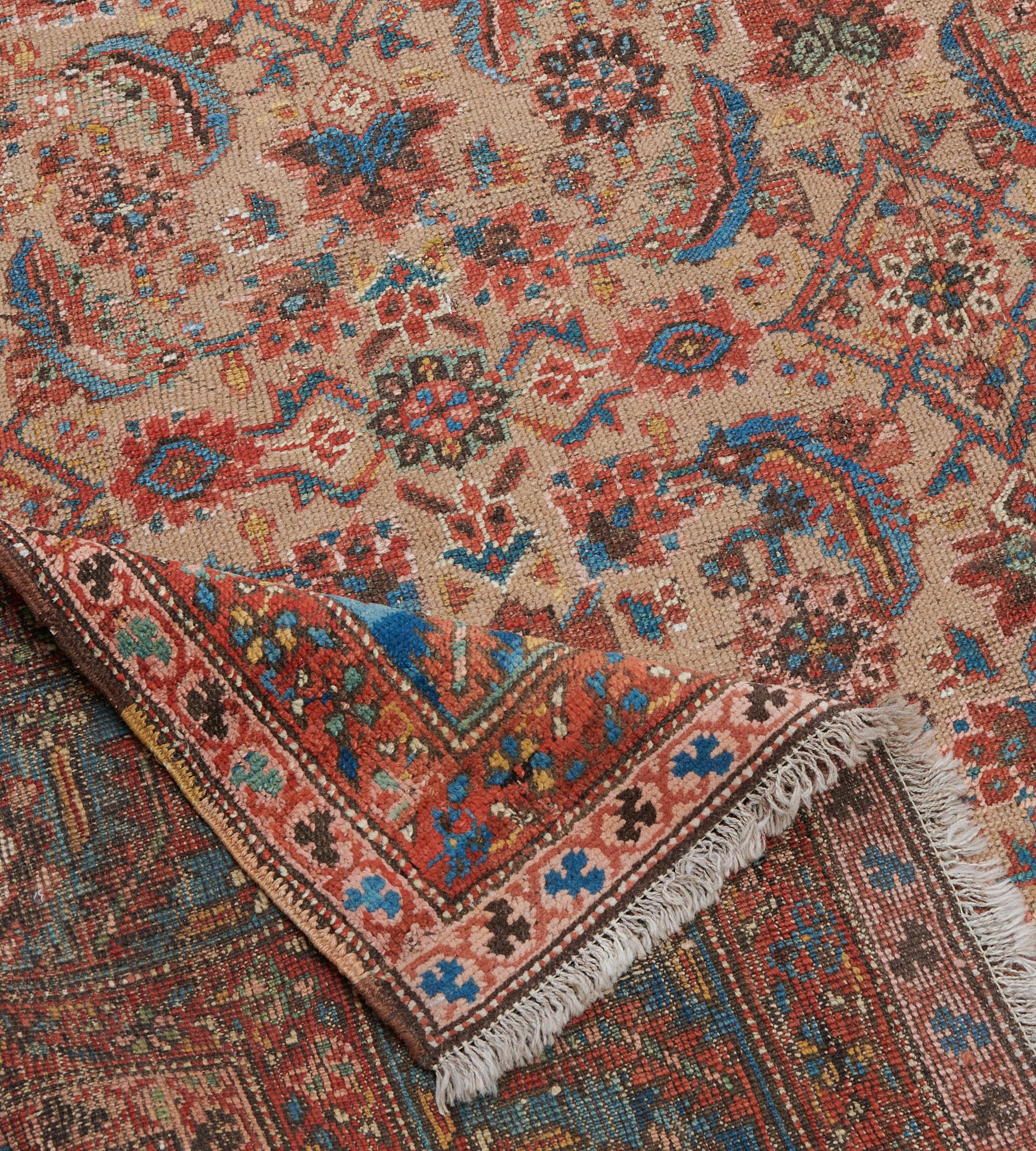 Antique Circa-1880 Herati-pattern Persian Bakshaish Rug For Sale 3
