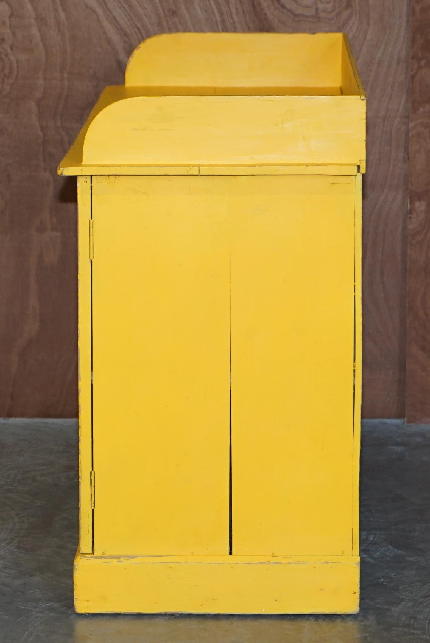 Antique circa 1880 Hungarian Hand Painted Yellow Pine Kitchen Sideboard Stand For Sale 6