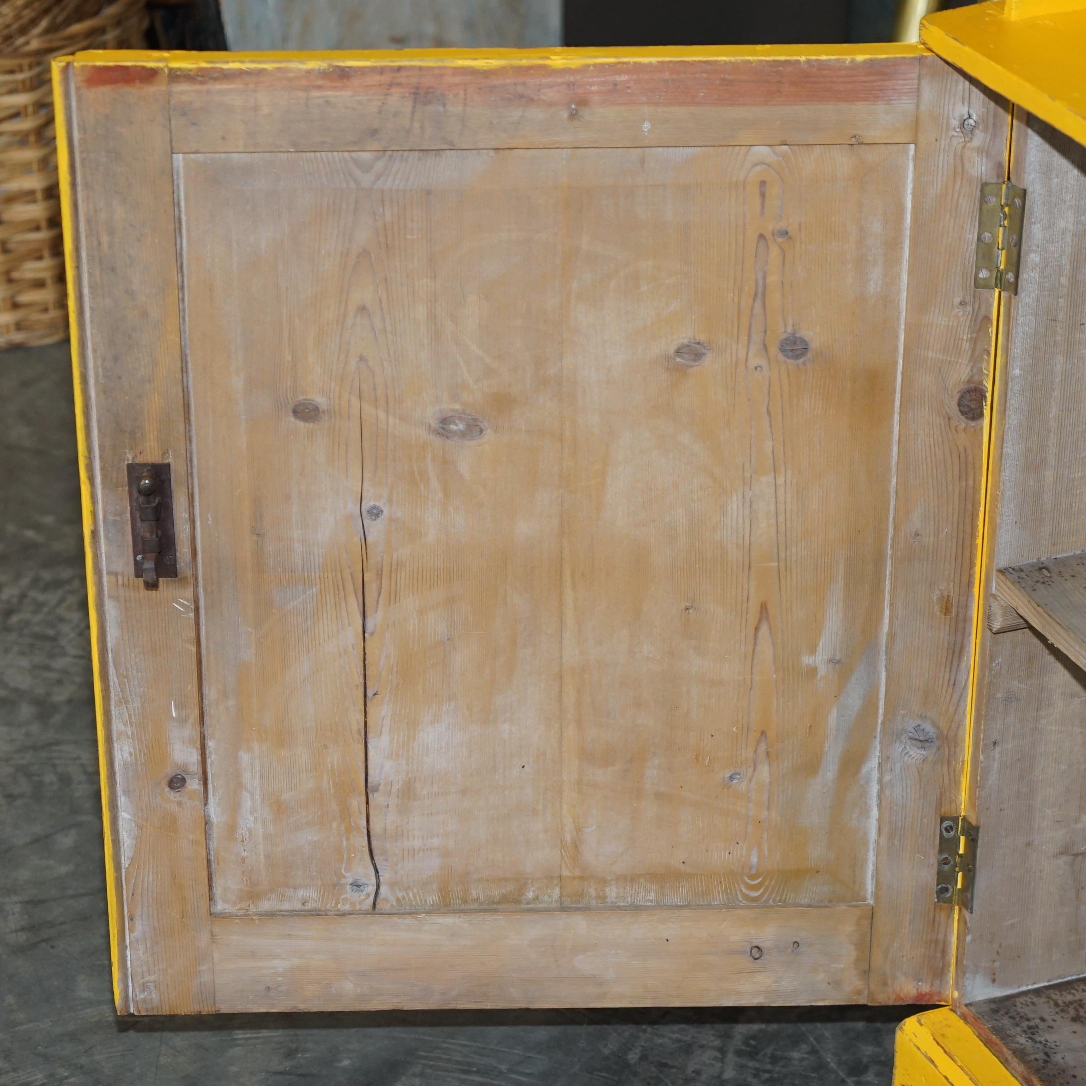 Antiquité circa 1880 Hungarian Hand Painted Yellow Pine Kitchen Sideboard Stand en vente 7