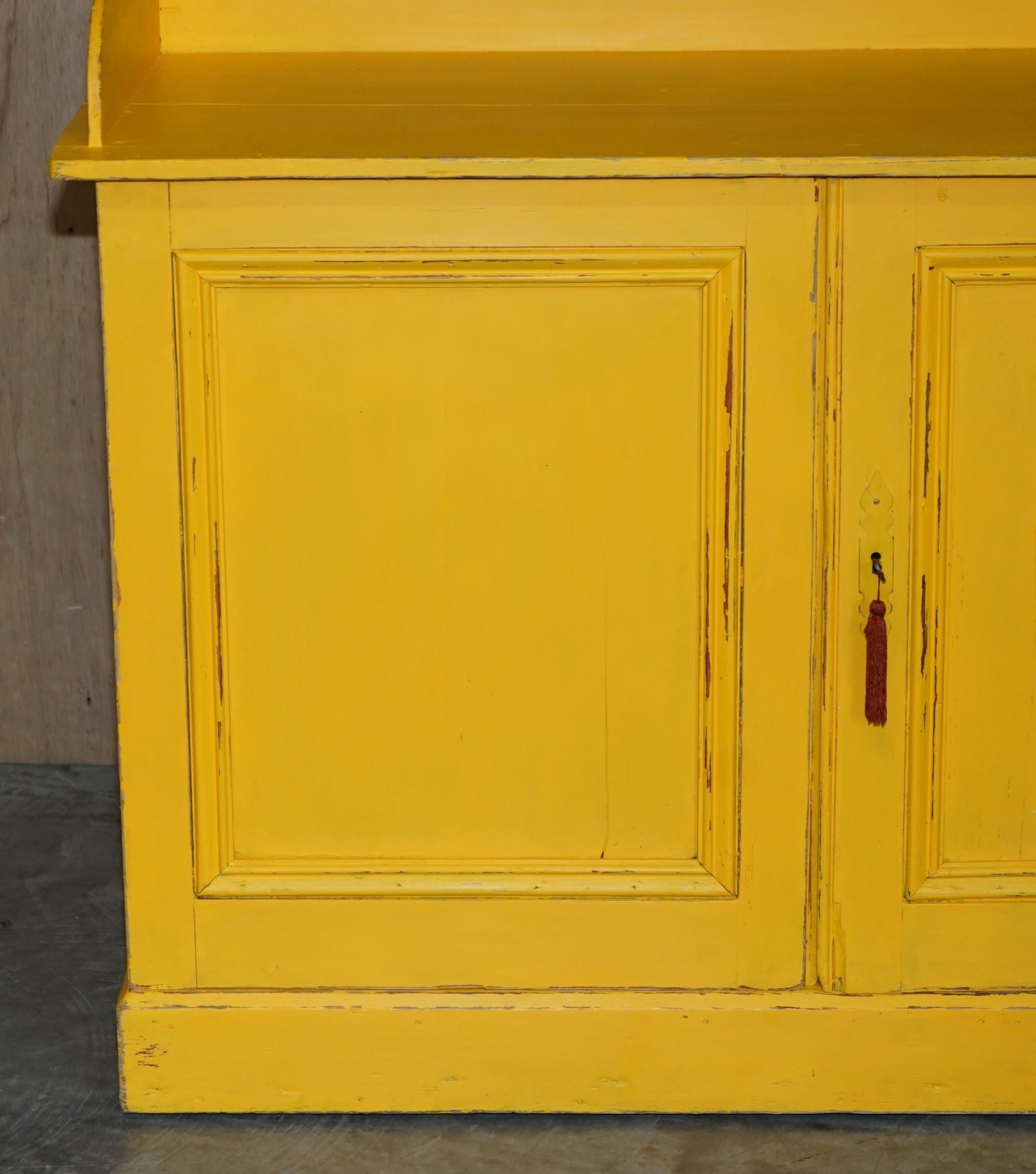 Antique circa 1880 Hungarian Hand Painted Yellow Pine Kitchen Sideboard Stand For Sale 3
