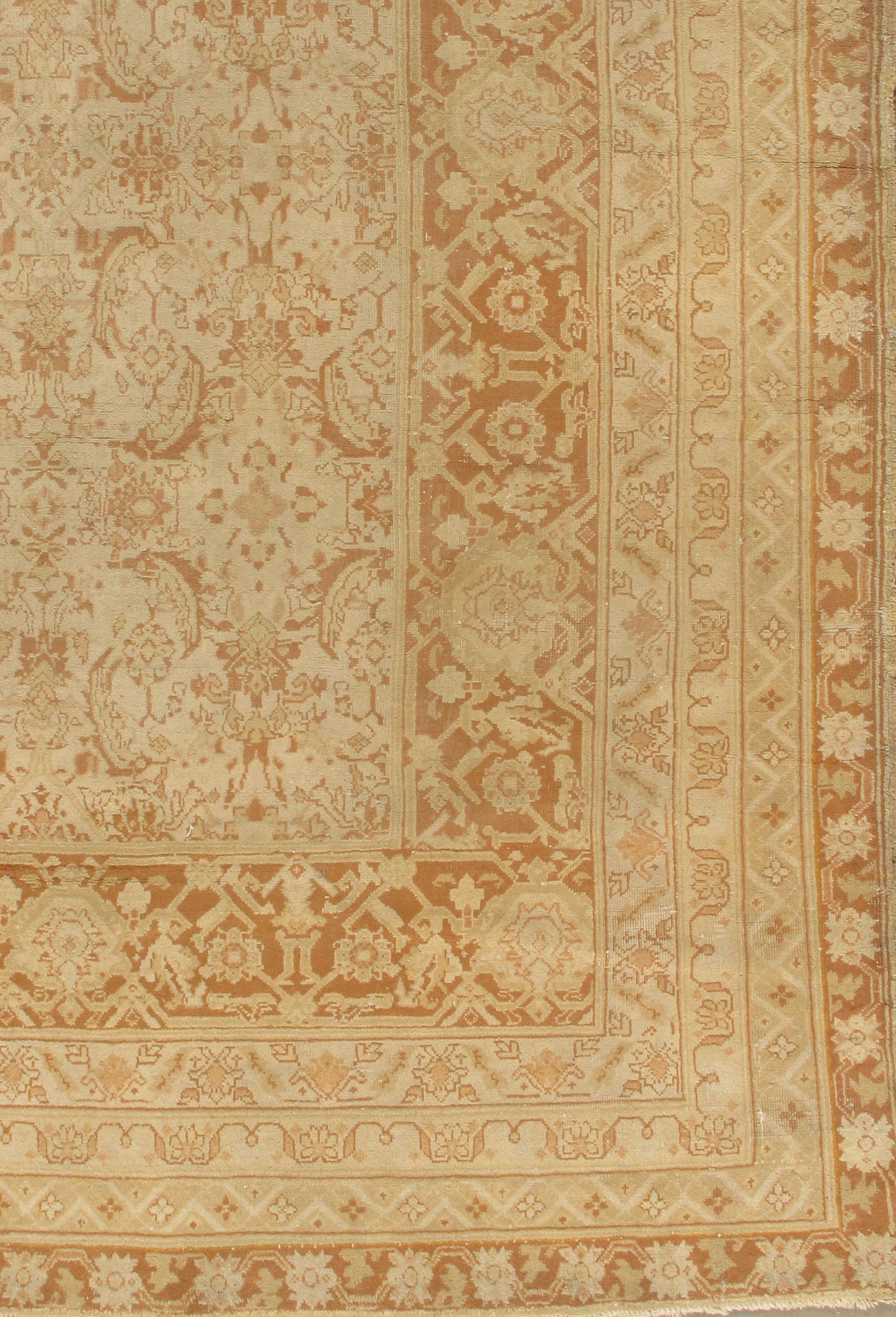 Antiker indischer Agra-Esszimmerteppich aus Wolle, handgeknüpft, um 1880, 11'8 x 15' im Angebot 1