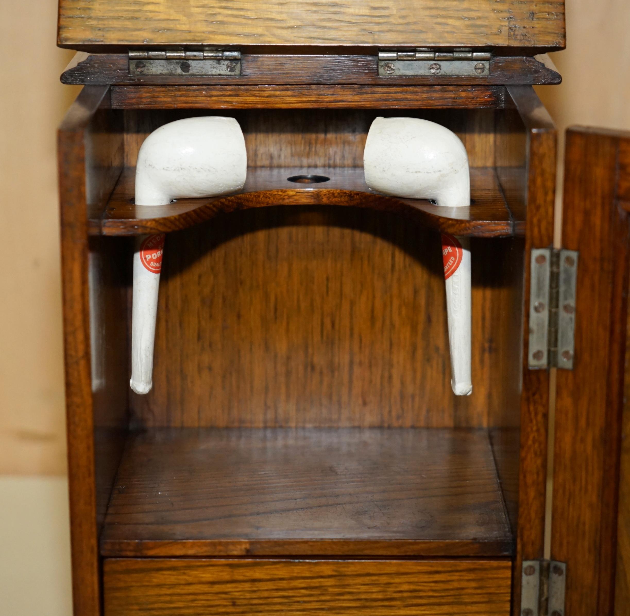 ANTIQUE CIRCA 1880 LIBERTY LONDON ART NOUVEAU SMOKERS PIPE BOX + PERIOD PIPEs For Sale 4