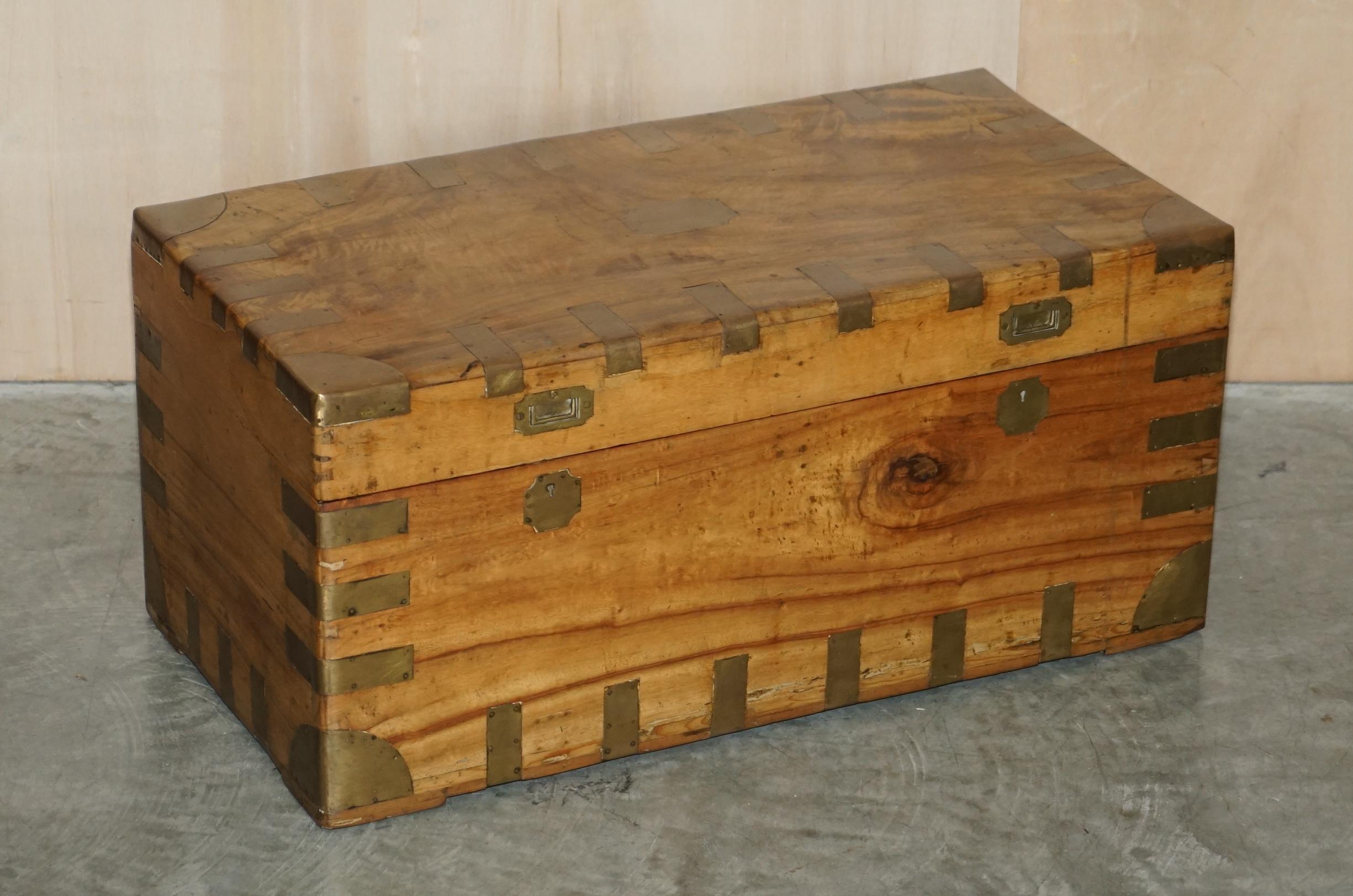 We are delighted to offer for sale this lovely circa 1880 antique Camphor wood with heavy brass inlay chest or trunk

A good looking and very decorative chest, ideally suited for storing linens or as a coffee table, I can have a glass top made if