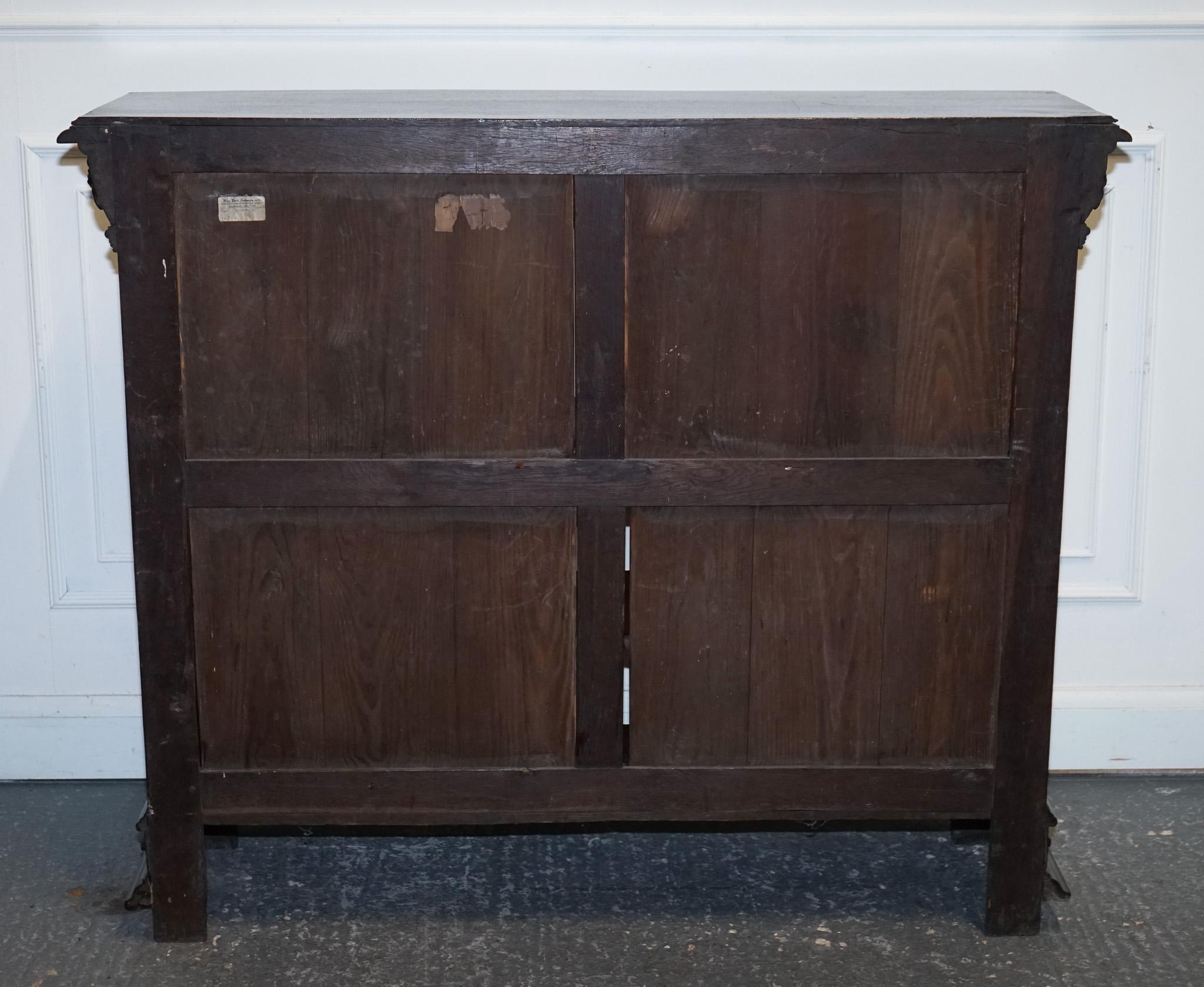 ANTIQUE CIRCA 1880 OAK GREENMAN & LiONHEADS DWARF OPEN BOOKCASE For Sale 9