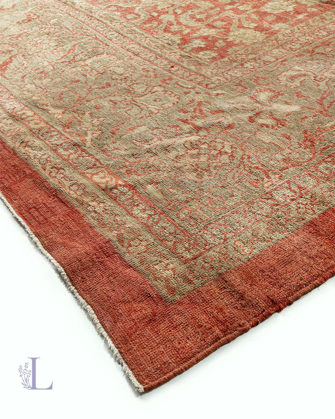 Antike CIRCA 1880 Übergröße persischen Terrakotta Sultanabad Rugs, 17'6 x 23'9 (Handgewebt) im Angebot