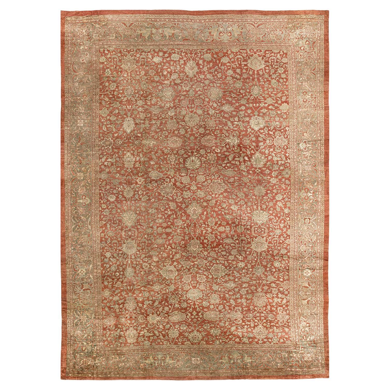 Antike CIRCA 1880 Übergröße persischen Terrakotta Sultanabad Rugs, 17'6 x 23'9 im Angebot