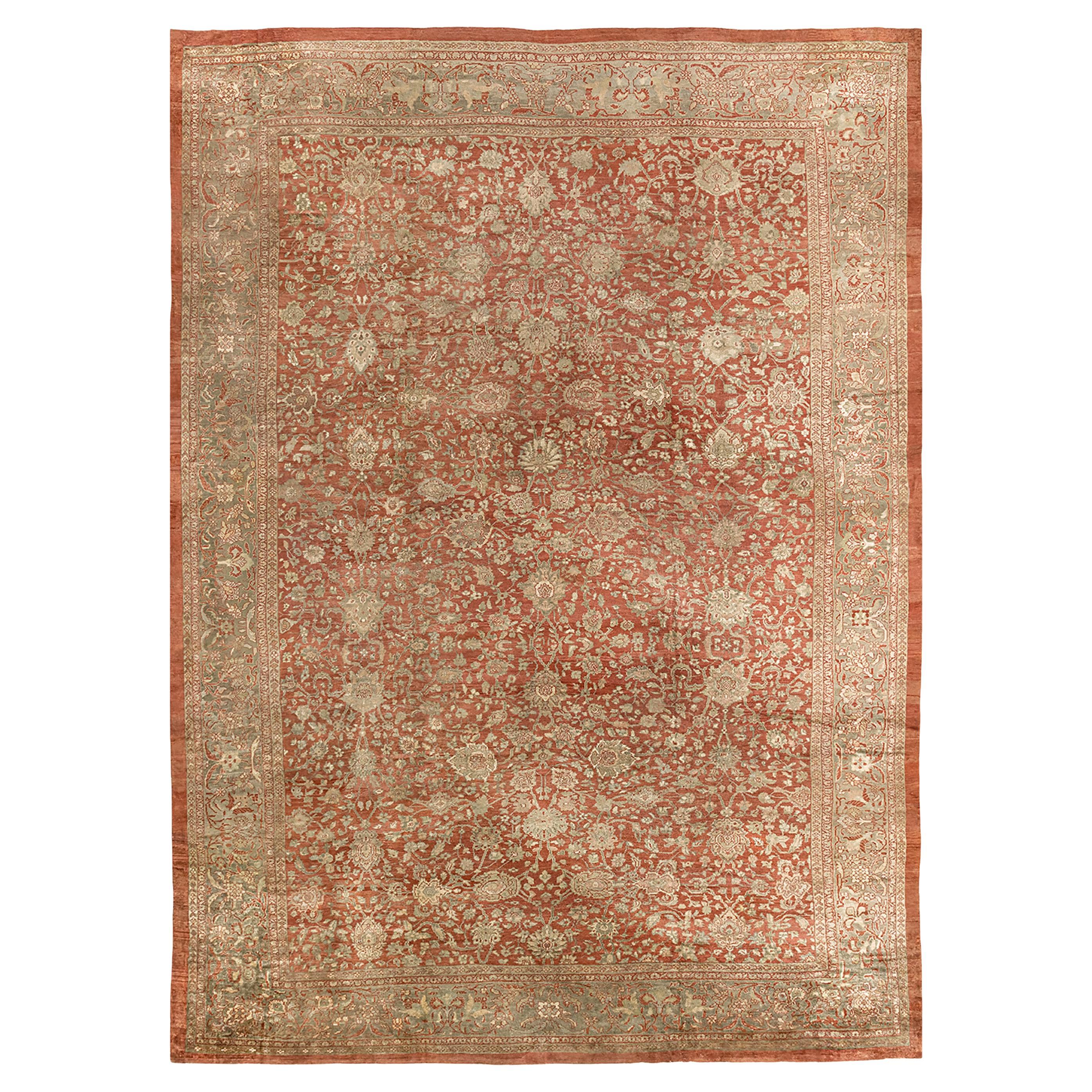Antike CIRCA 1880 Übergröße persischen Terrakotta Sultanabad Rugs, 17'6 x 23'9 im Angebot