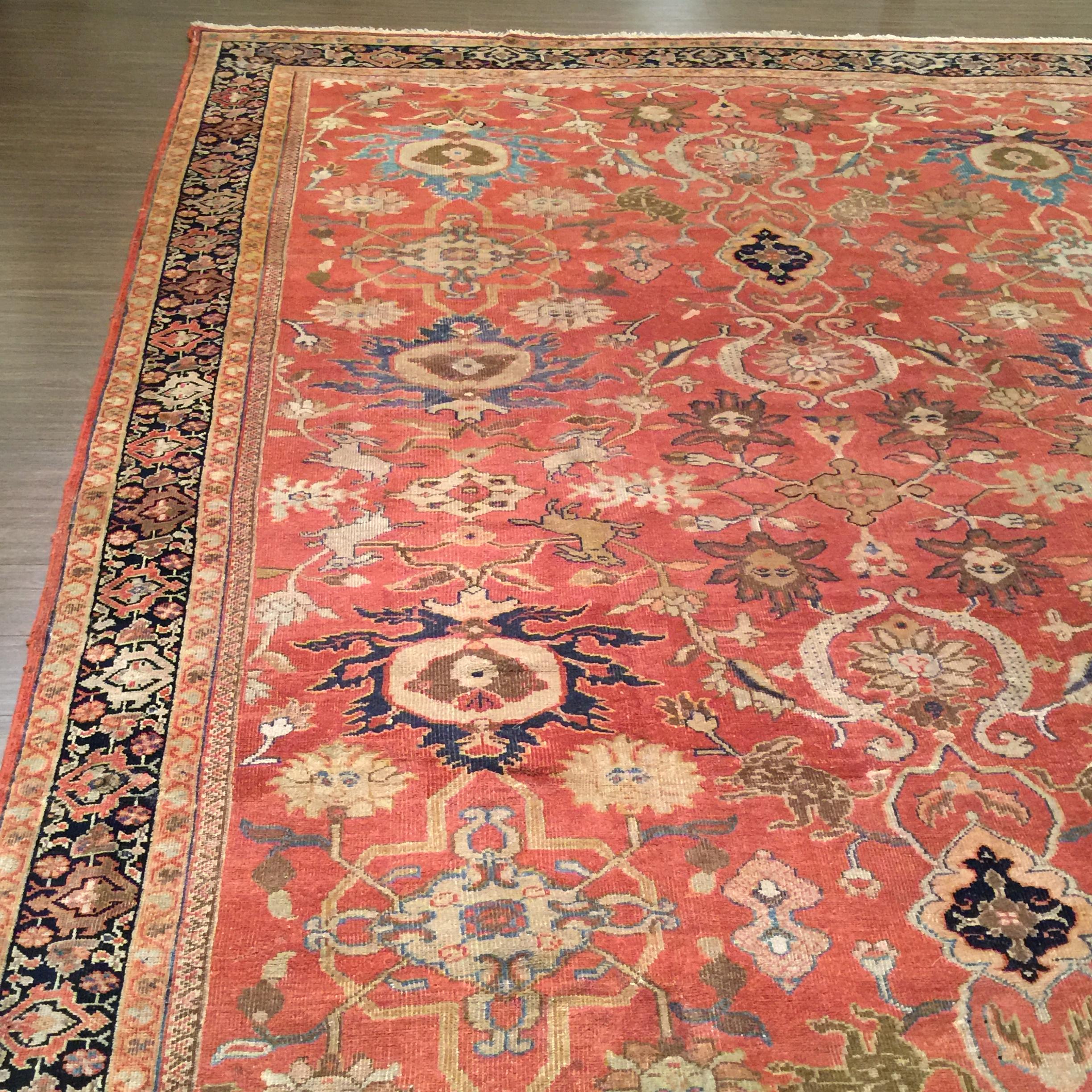 8'5 x 11'10. The Ziegler Company from Manchester was one of the earliest dealers and manufacturers of carpets operating in Persia and commissioning these carpets. They were active in Persia between 1870-1920 establishing offices and a dyeing