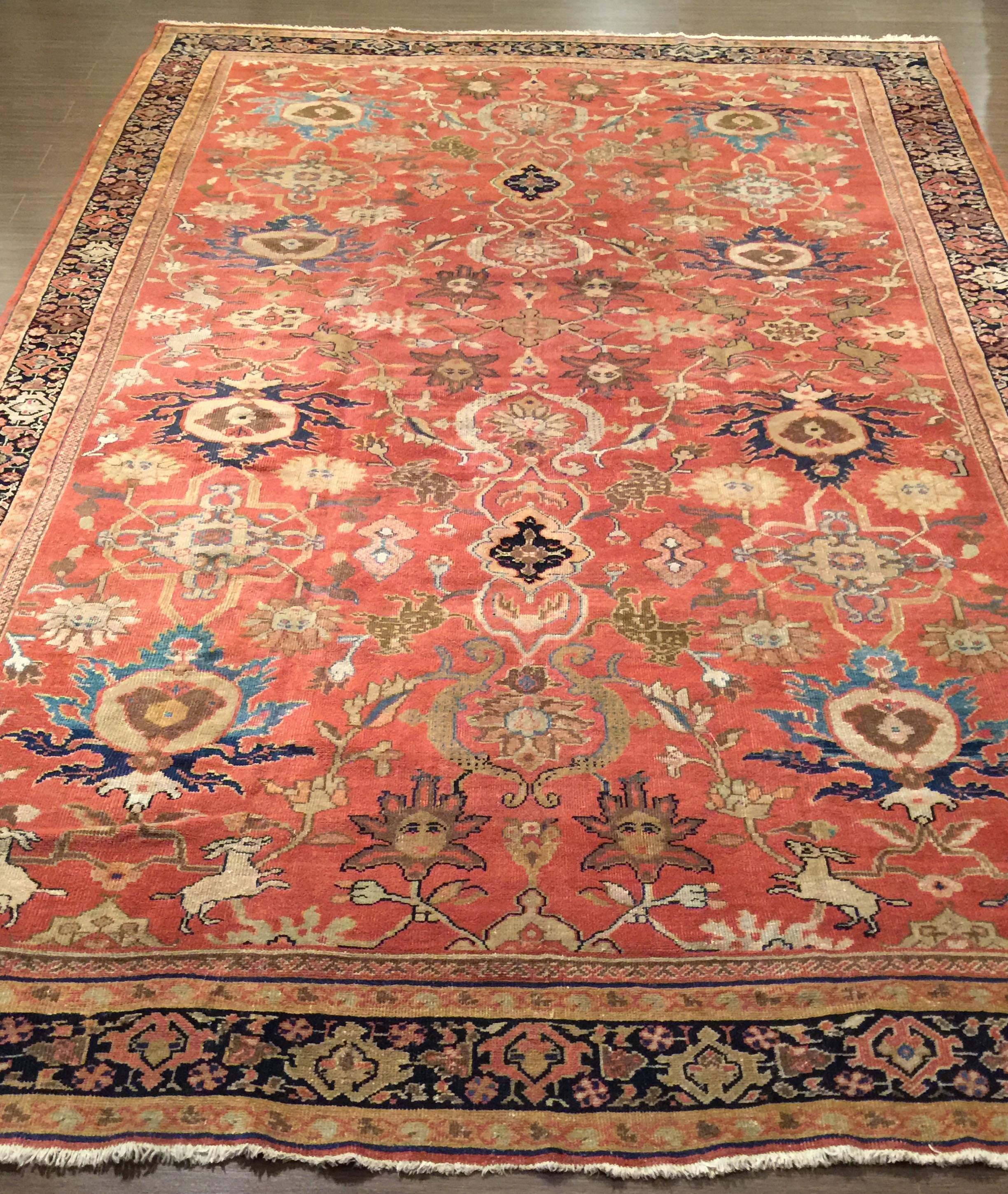 Noué à la main Antique Circa 1880 Persian Rust Ziegler Sultanabad Rug, 8'5 x 11'10 en vente