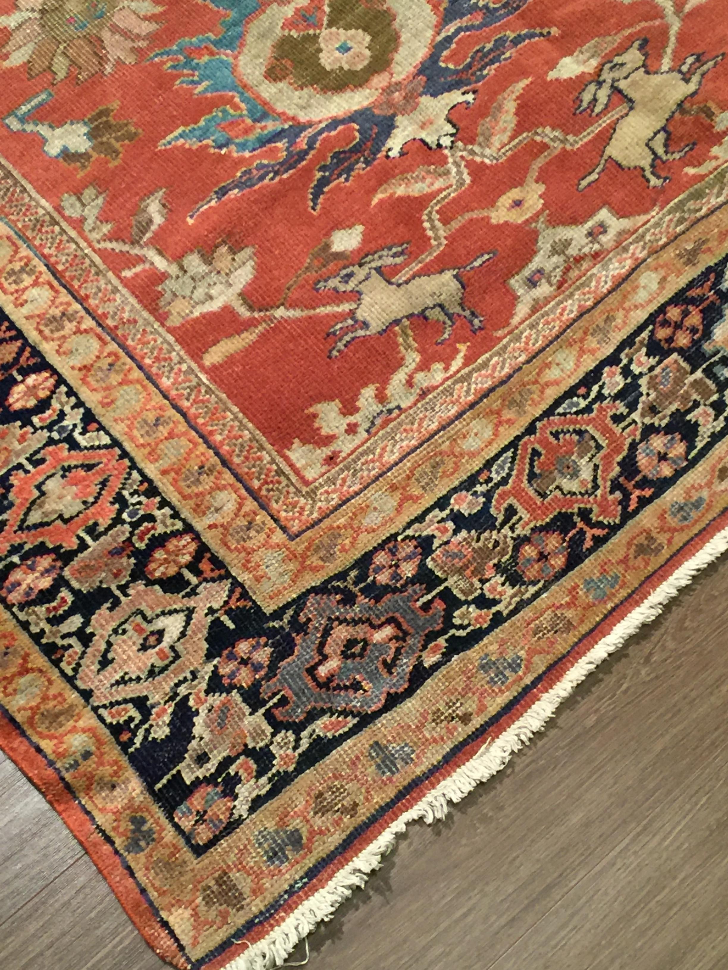 XIXe siècle Antique Circa 1880 Persian Rust Ziegler Sultanabad Rug, 8'5 x 11'10 en vente