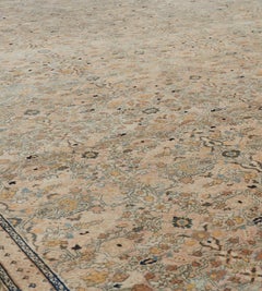 Antique Circa-1880 Soft-Blush Floral Wool Persian Tabriz Rug