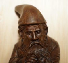 Antique circa 1880 Super Rare Black Forest Hand Carved Dwarf Knome Whip Hook