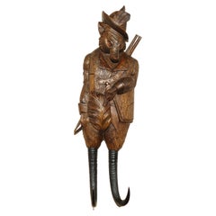 Antique vers 1880 Super rare œil de fouet en verre de la Forêt-Noire sculpté à la main en forme de fouet de renard