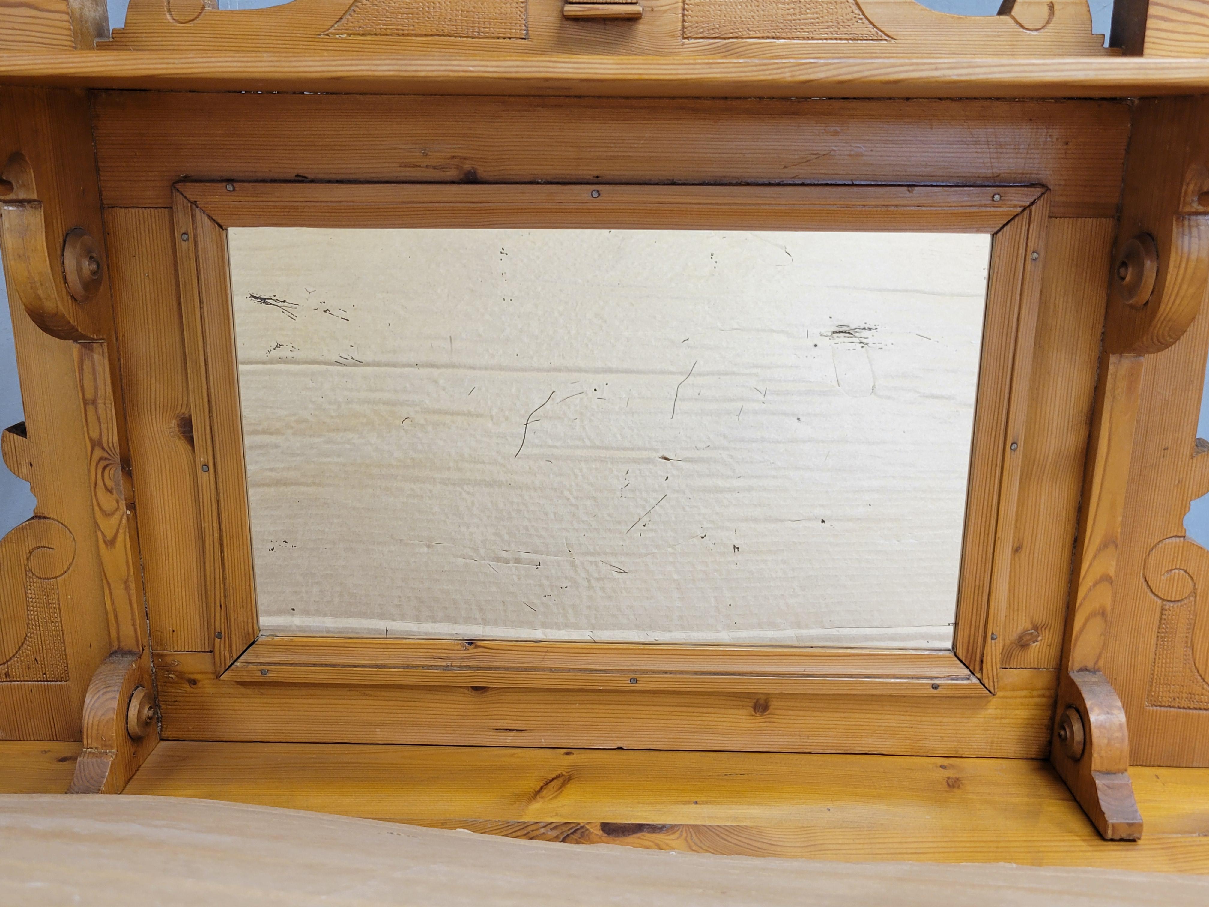Antique Mirror, credenza in pino svedese del 1880 con specchio in vendita 7