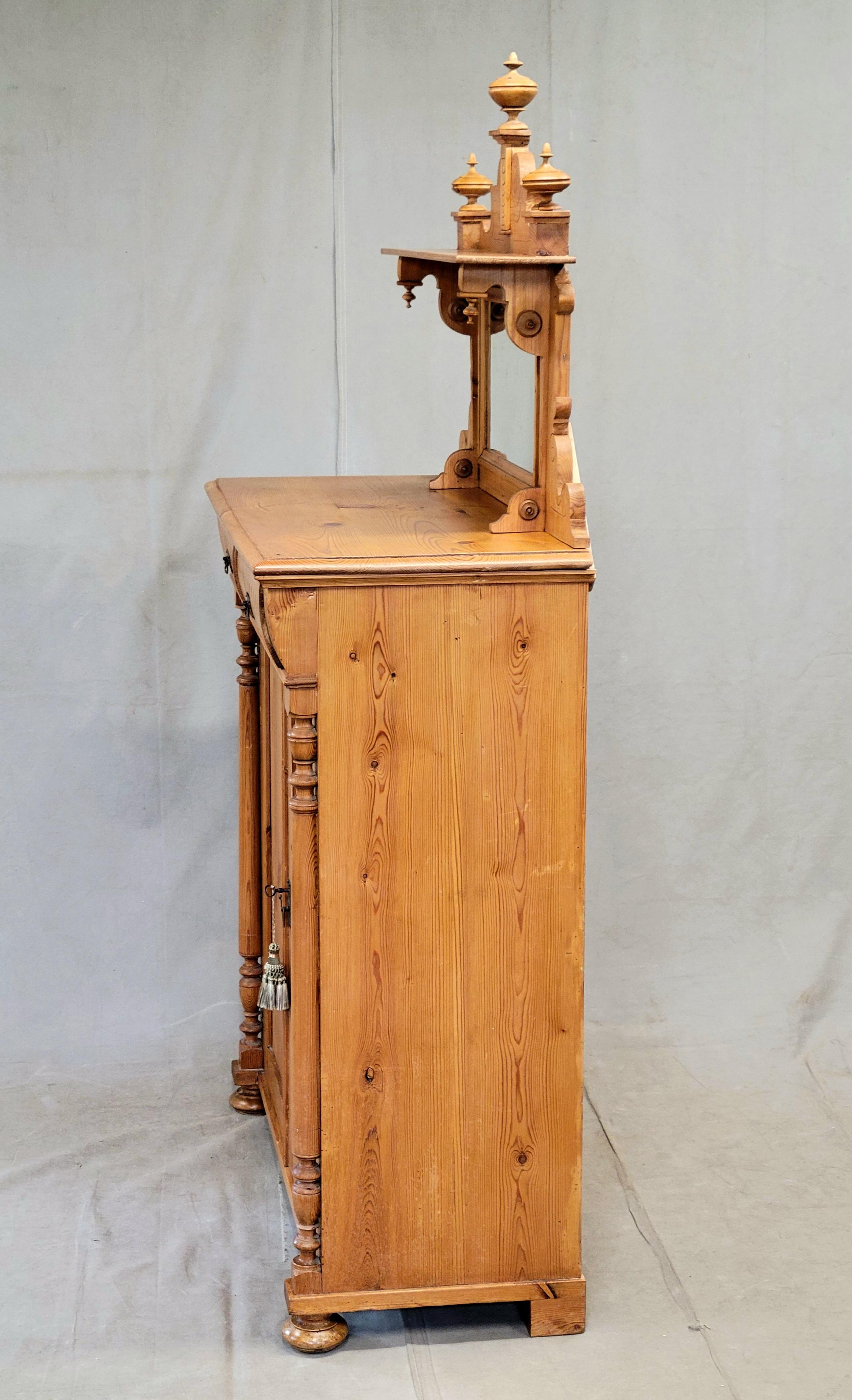 Antique Mirror, credenza in pino svedese del 1880 con specchio in vendita 10