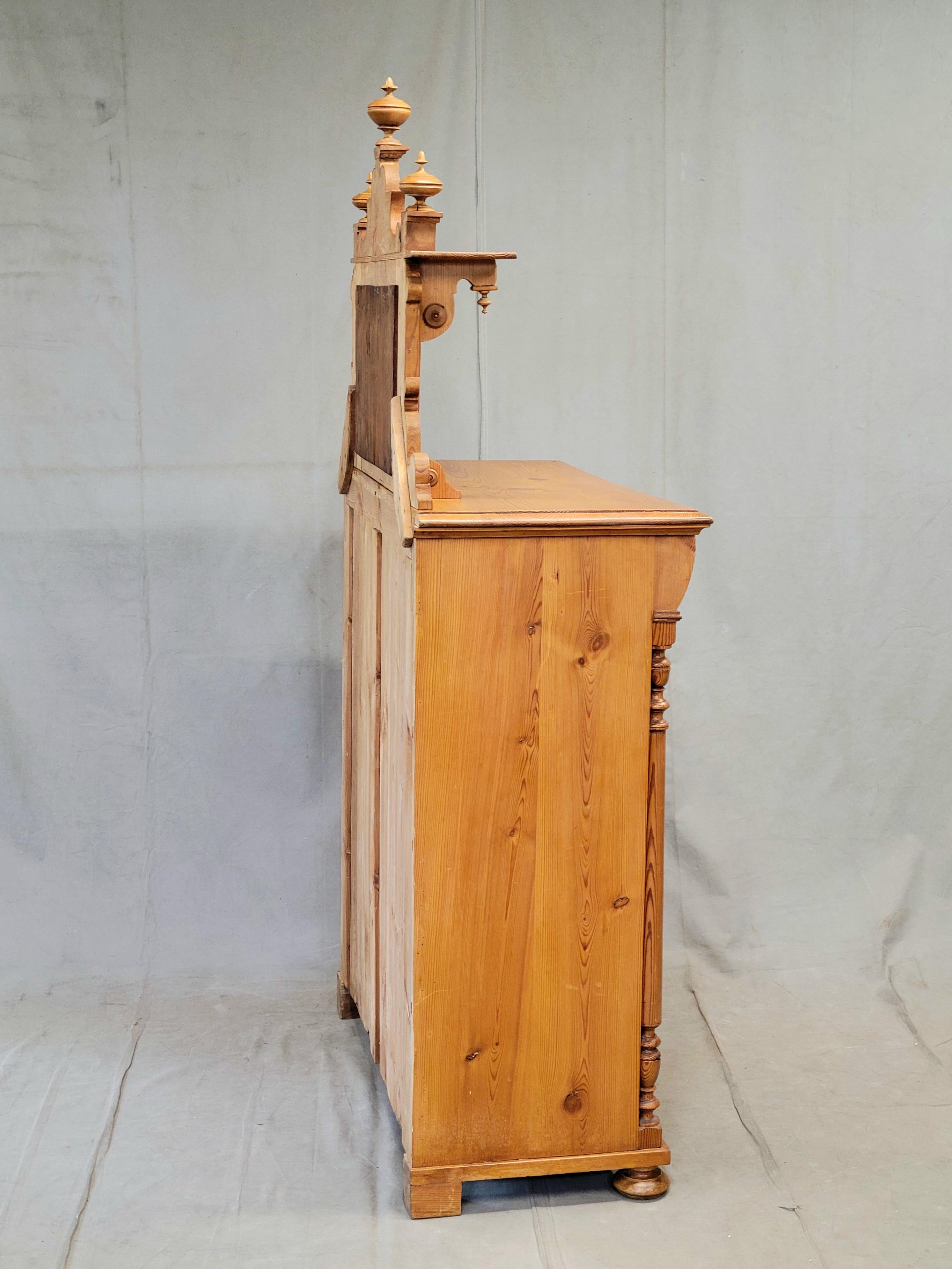 Antique Mirror, credenza in pino svedese del 1880 con specchio in vendita 11
