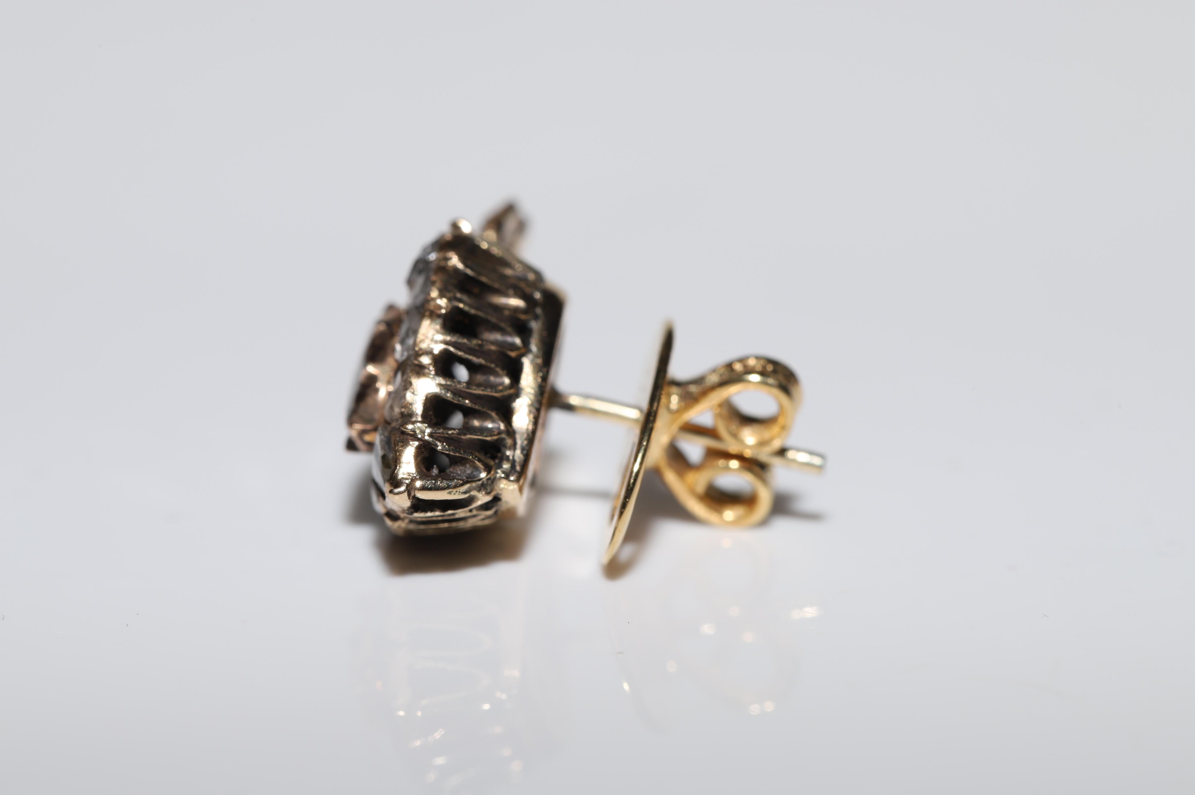 Antiker Herz-Ohrring, um 1880er Jahre, 14k Gold, natürlicher Diamant im Rosenschliff im Angebot 10