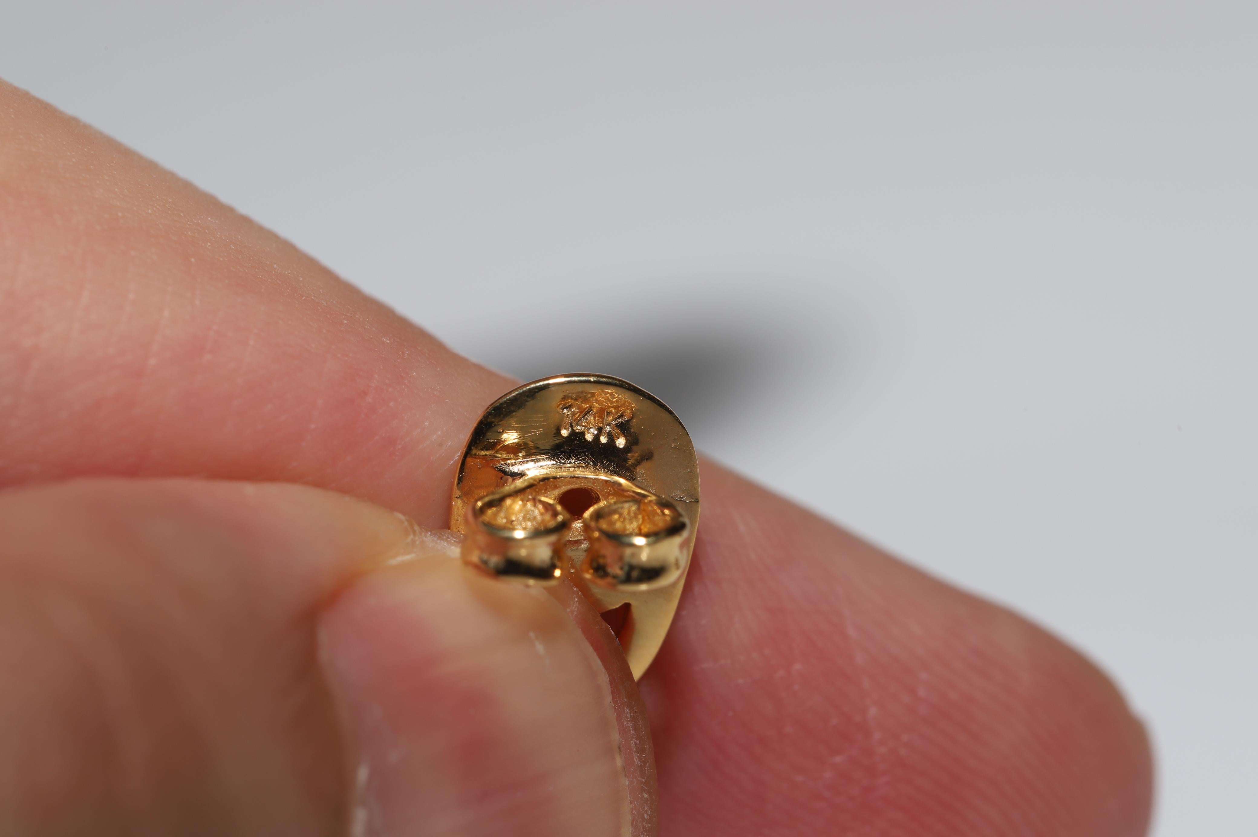 Antiker Herz-Ohrring, um 1880er Jahre, 14k Gold, natürlicher Diamant im Rosenschliff im Angebot 11