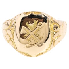 Antique Circa 1880s Australian Gold Rush Signet Ring 18 Carat Yellow Gold