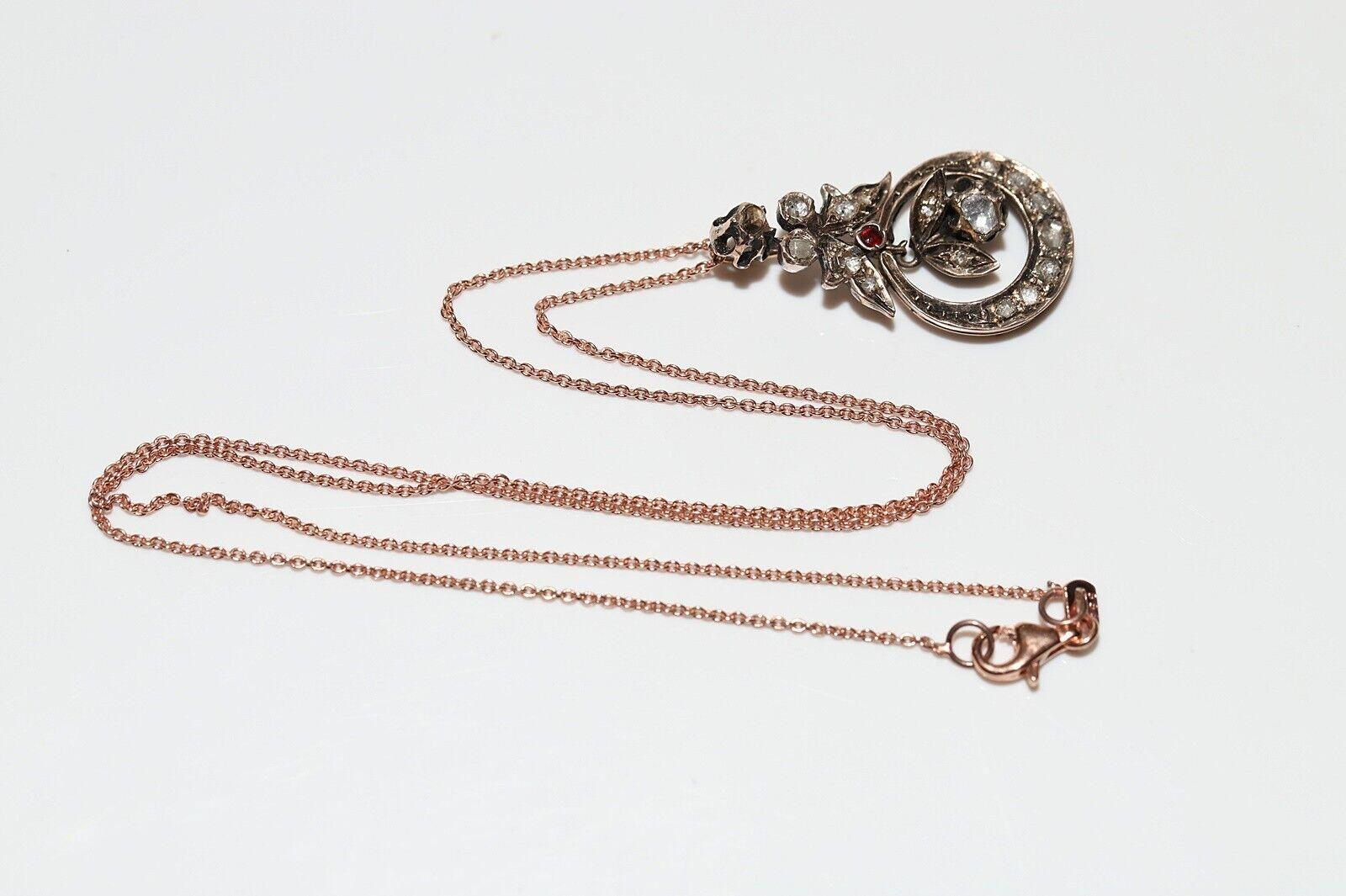 Collier ancien décoré de diamants naturels taille rose des années 1880 en vente 5