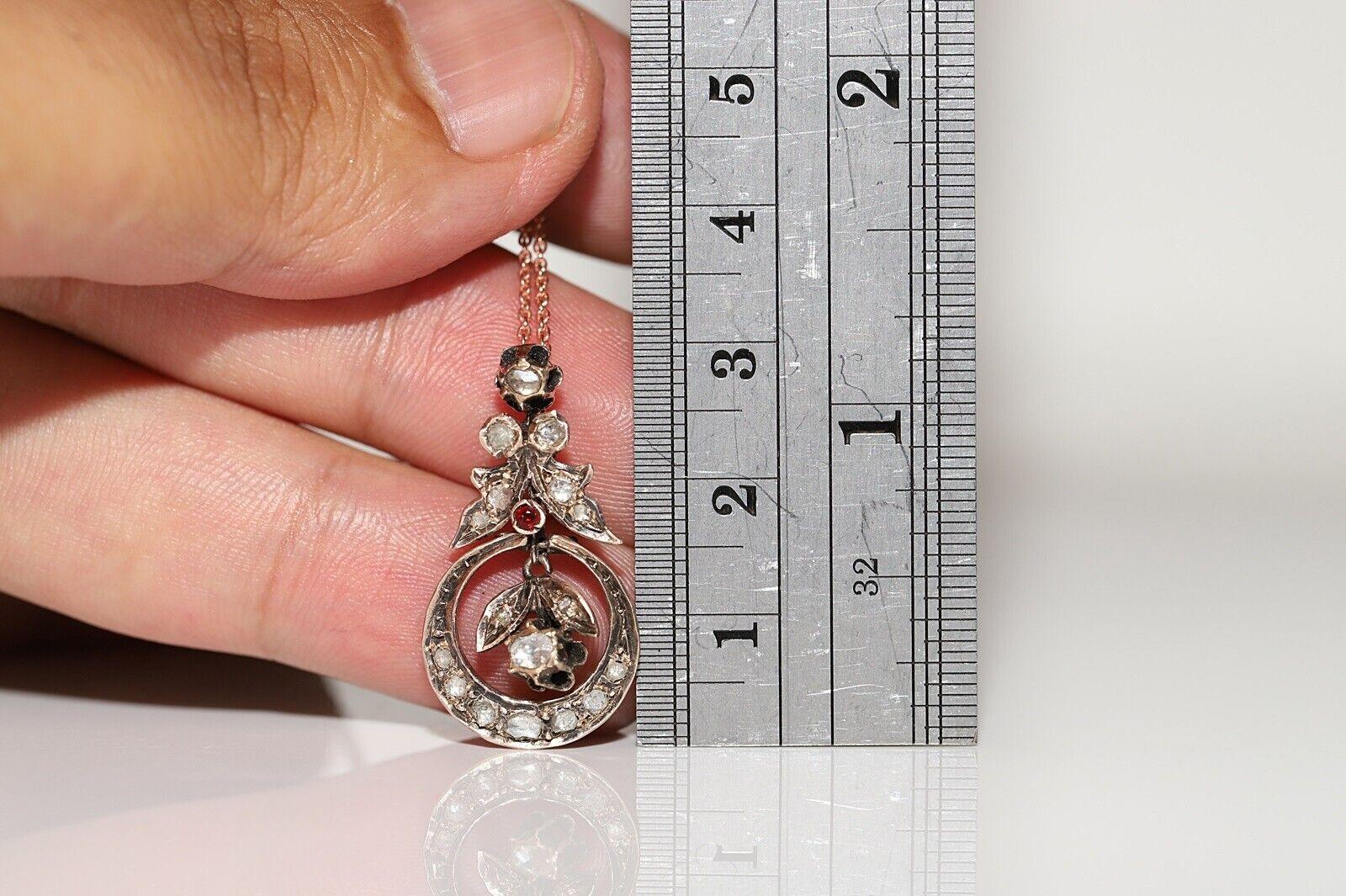 Taille rose Collier ancien décoré de diamants naturels taille rose des années 1880 en vente