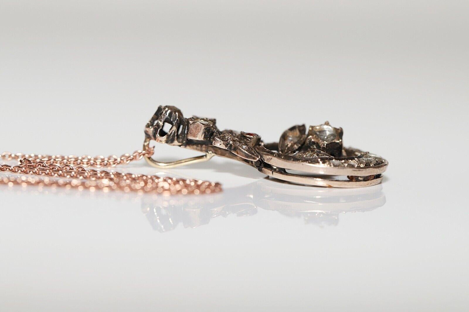 Collier ancien décoré de diamants naturels taille rose des années 1880 Pour femmes en vente