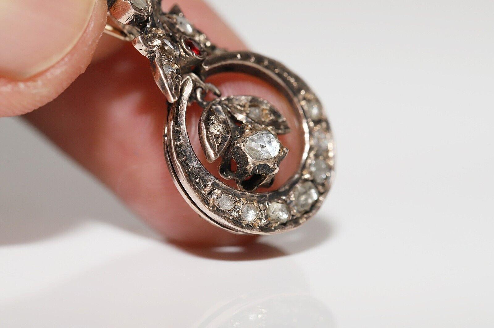 Collier ancien décoré de diamants naturels taille rose des années 1880 en vente 1