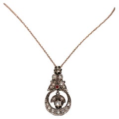 Antike CIRCA 1880er Jahre natürlichen Rosenschliff Diamant dekoriert Halskette