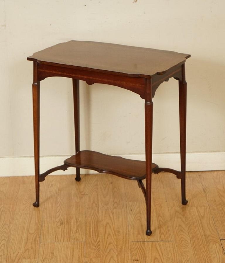 British Antique circa 1880s Sheraton Early Victorian Inlaid Centre Side Lamp Table For Sale