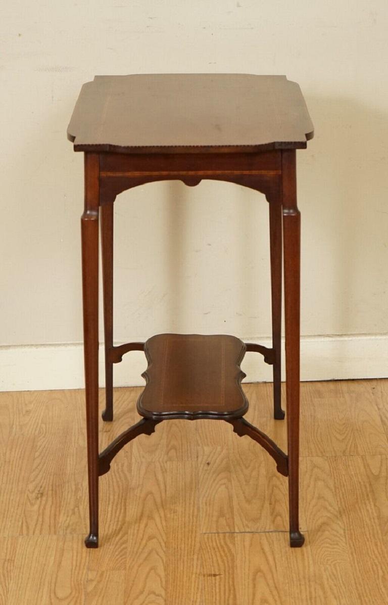 Hand-Crafted Antique circa 1880s Sheraton Early Victorian Inlaid Centre Side Lamp Table For Sale