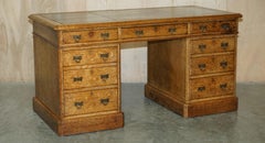 ANTIQUE CIRCA 1883 REVEREND FRANK H FISHER GIFTED ViCTORIAN OAK PARTNER DESK