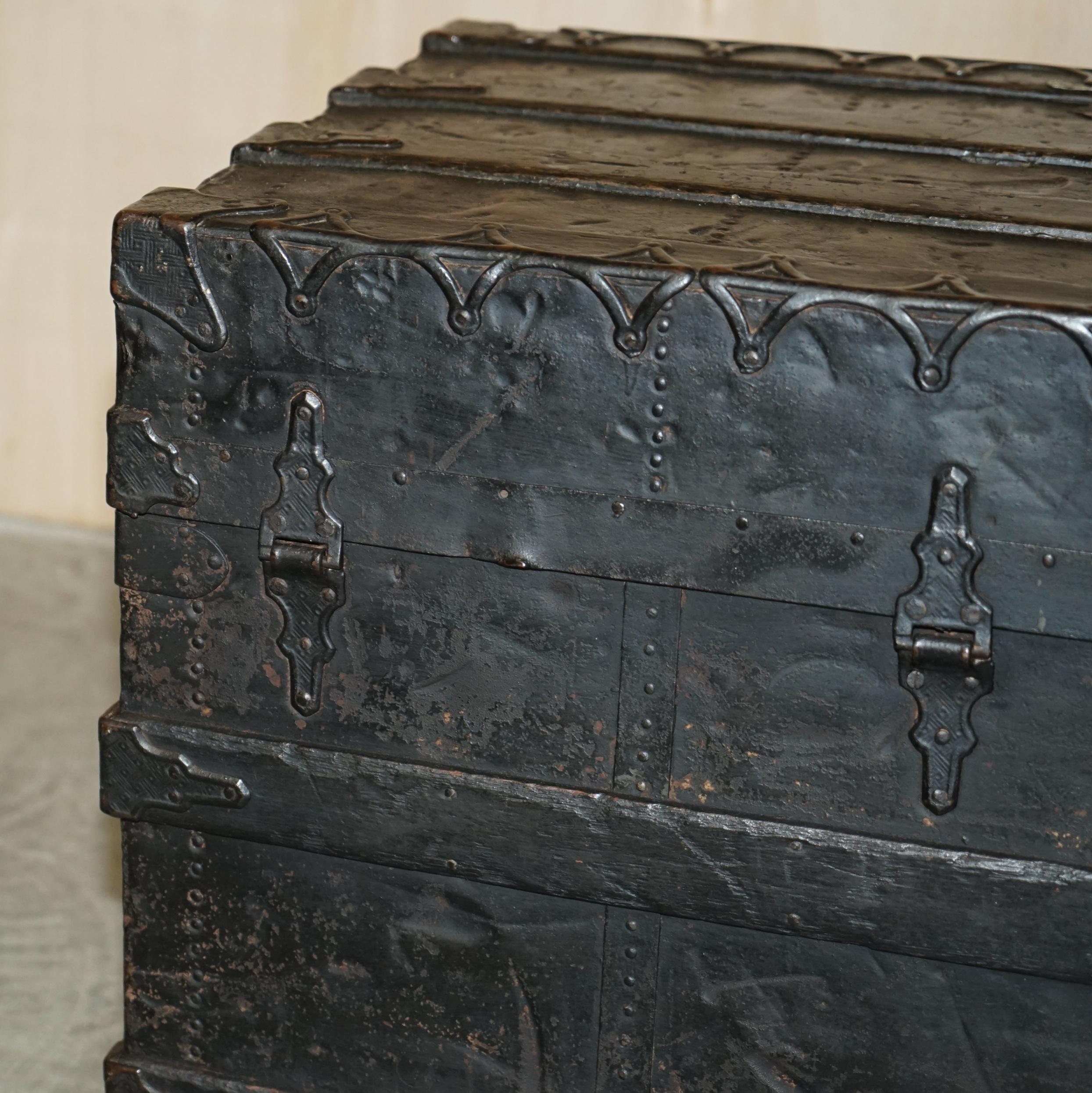 Antique circa 1889 American Steamer Trunk Chest by CA Taylor 130 Madison Chicago 2