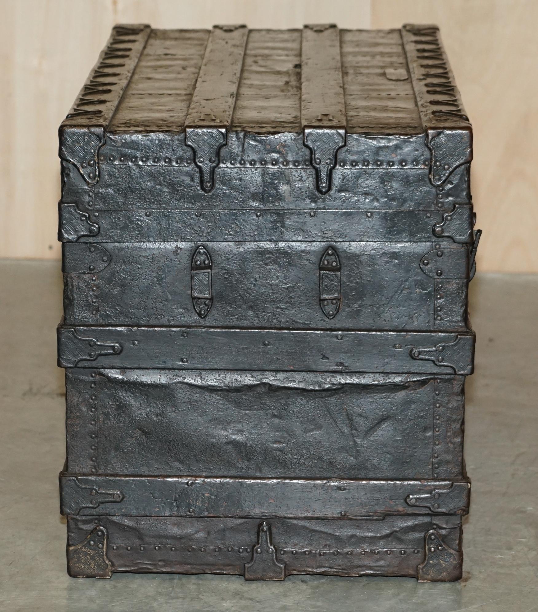 Antique circa 1889 American Steamer Trunk Chest by CA Taylor 130 Madison Chicago 3