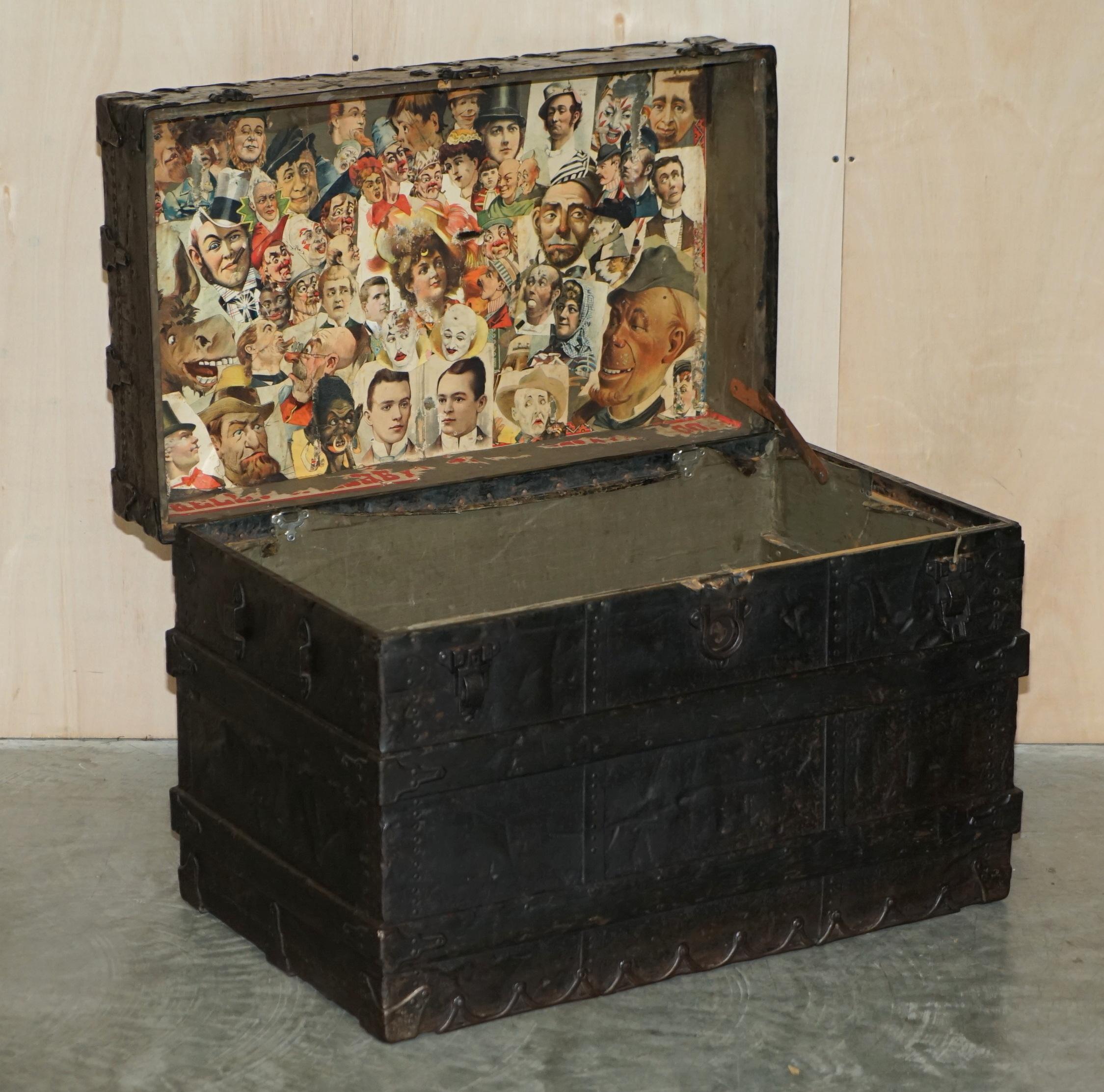 Antique circa 1889 American Steamer Trunk Chest by CA Taylor 130 Madison Chicago 4