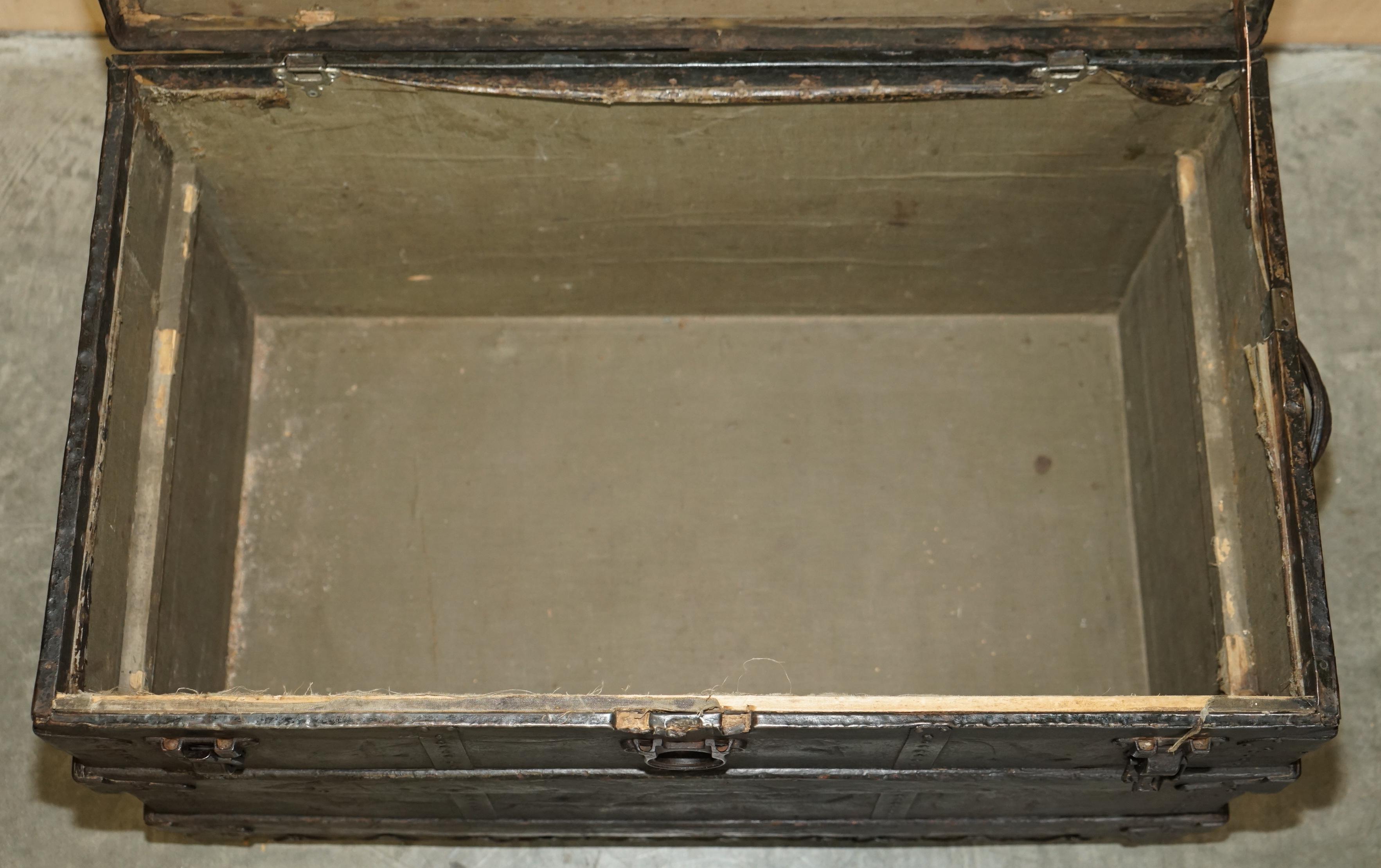 Antique circa 1889 American Steamer Trunk Chest by CA Taylor 130 Madison Chicago 11
